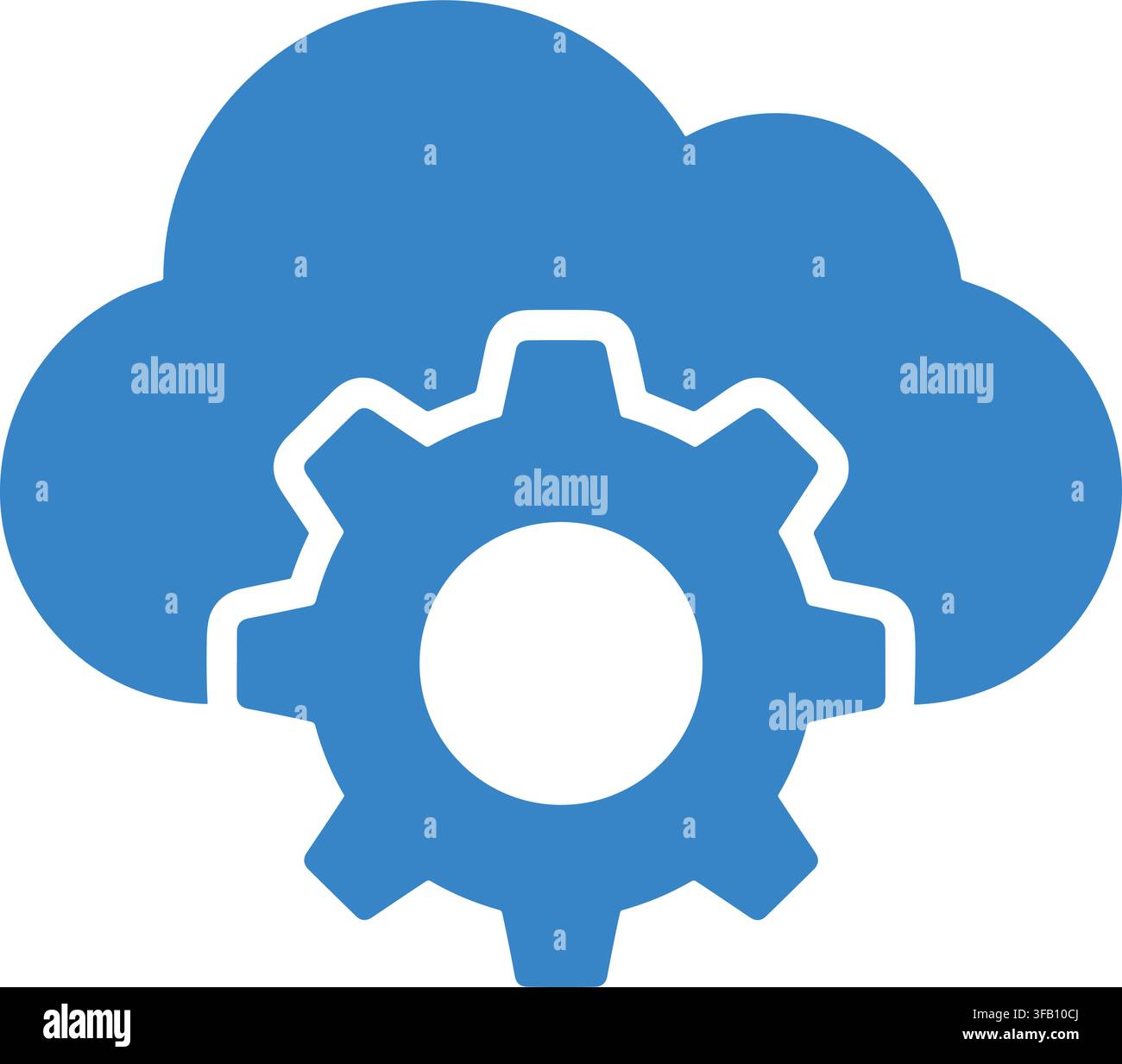 Cloud settings icon with gear cogwheel integrated into cloud shape representing automated processing and configuration. Stock Vector