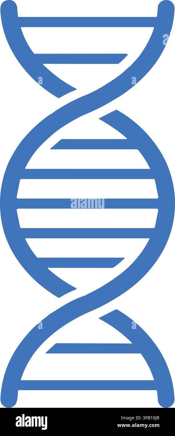 Double helix dna structure icon representing genetics and biological research in blue flat design for medical science. Stock Vector