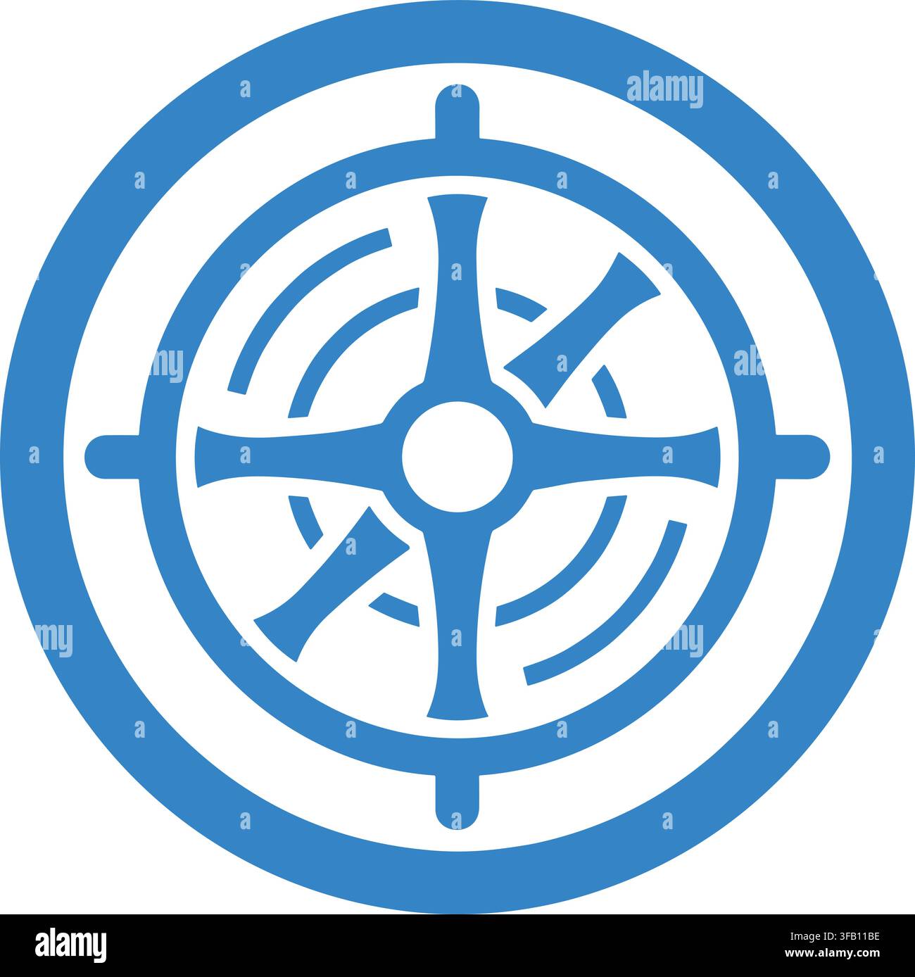 Minimalist blue target graphic icon for strategic planning business goal setting or precision navigation system logo. Stock Vector