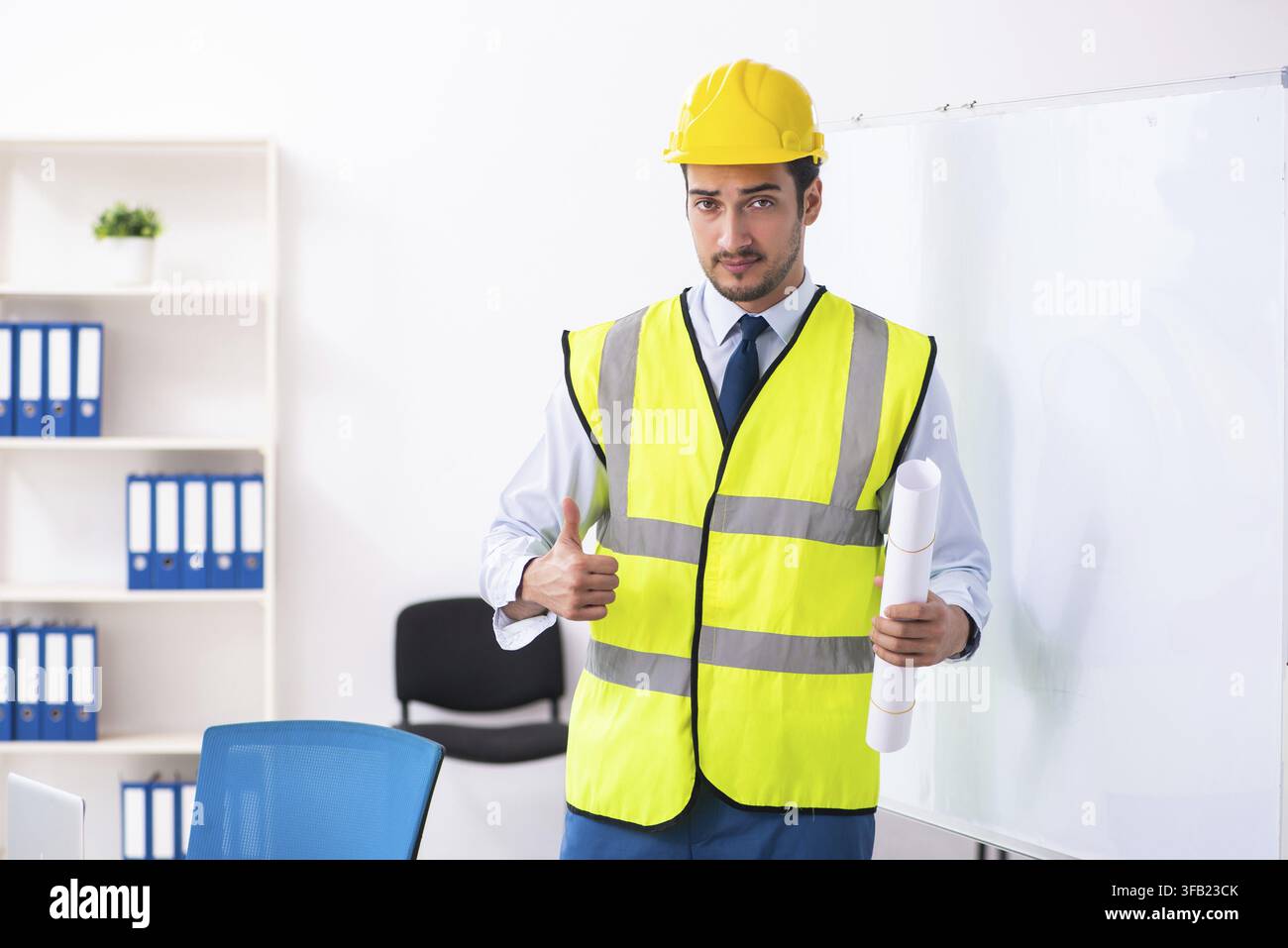 Young architect in presentation concept Stock Photo