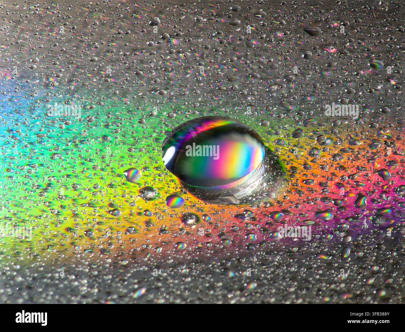 Water droplets on a CD Stock Photo