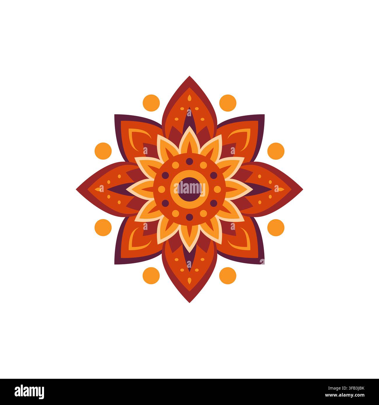 Indian Floral Mandala Ornament Vector Icon Stock Vector