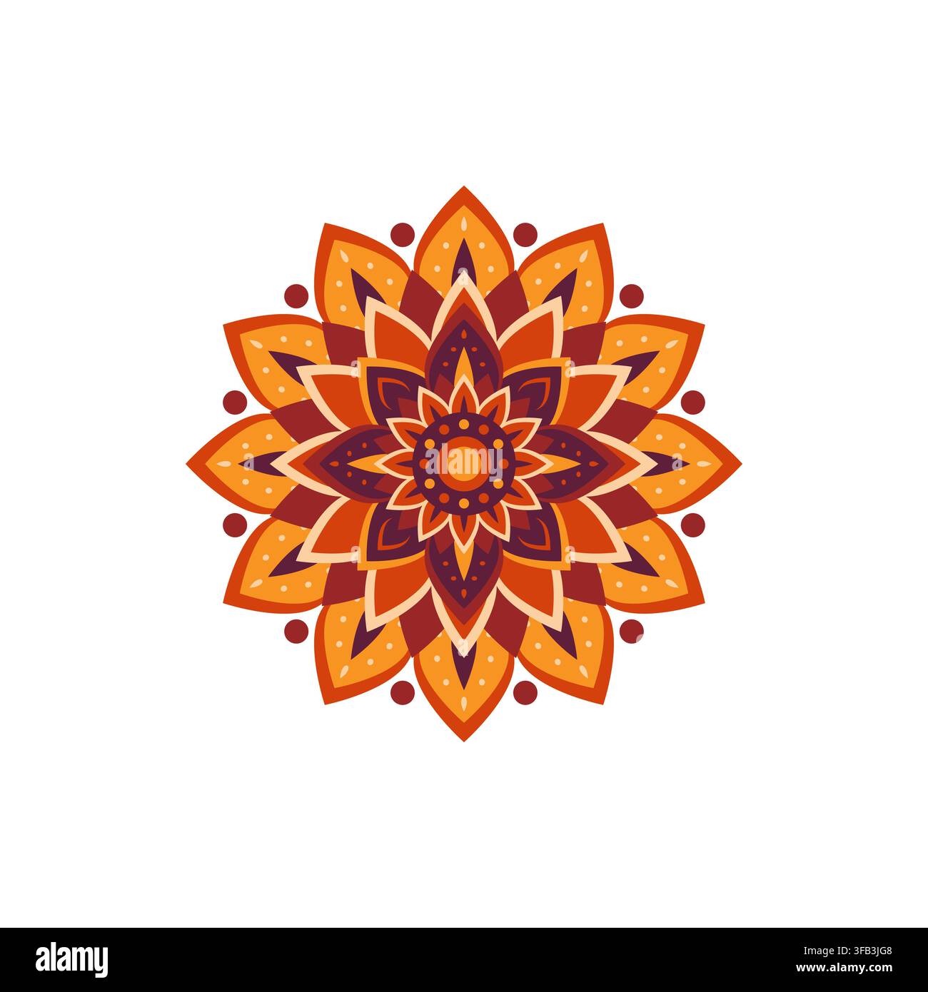 Indian Floral Mandala Ornament Vector Icon Stock Vector