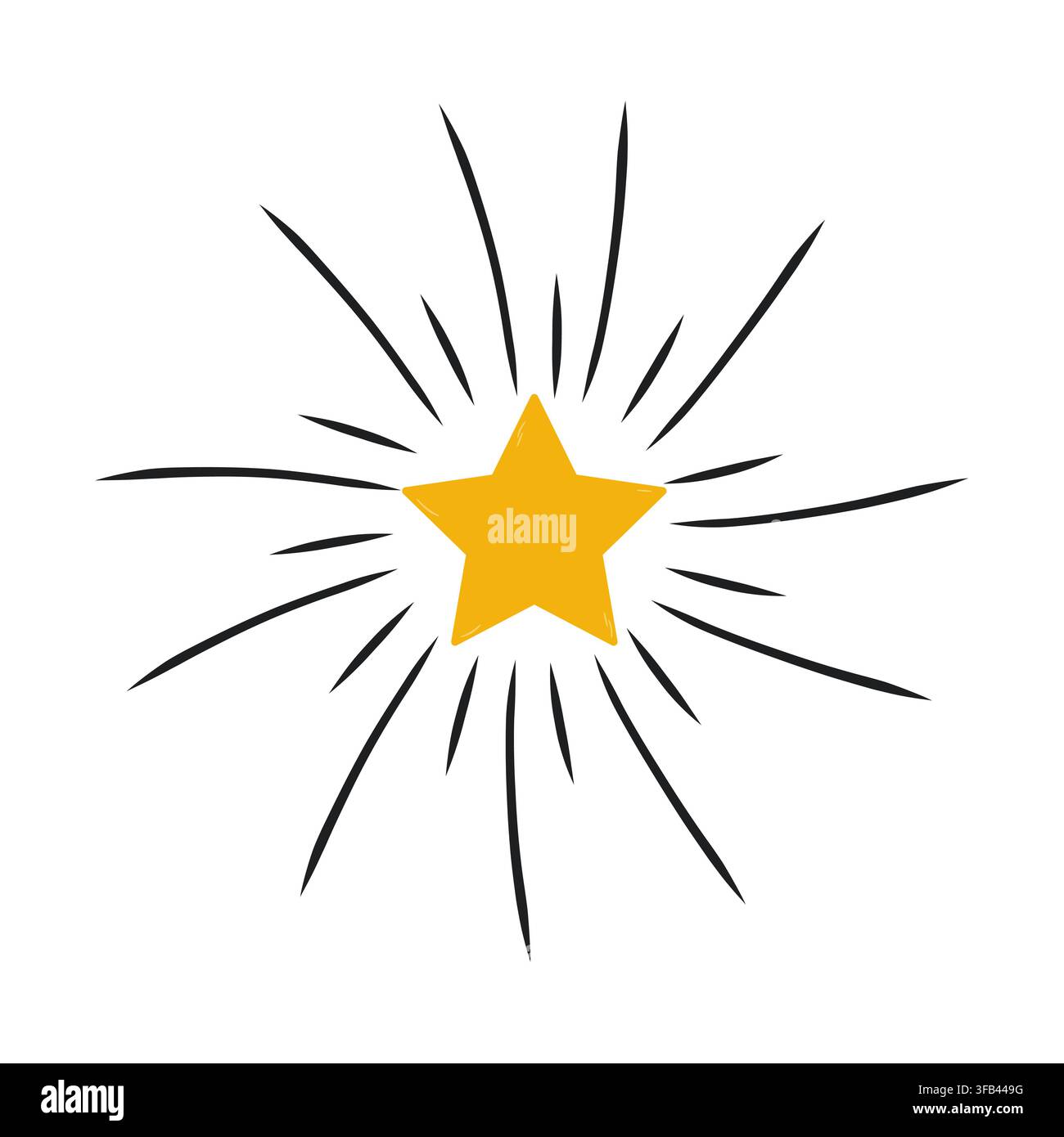Flat illustration of a glowing star depicting a burst of light rays for achievement and celebration design Stock Vector