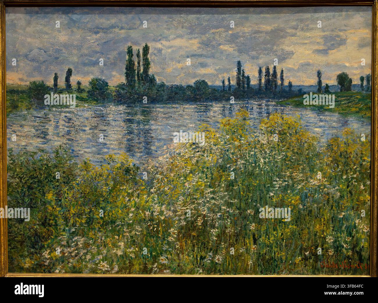 Painting claude monet the seine at vétheuil hi-res stock