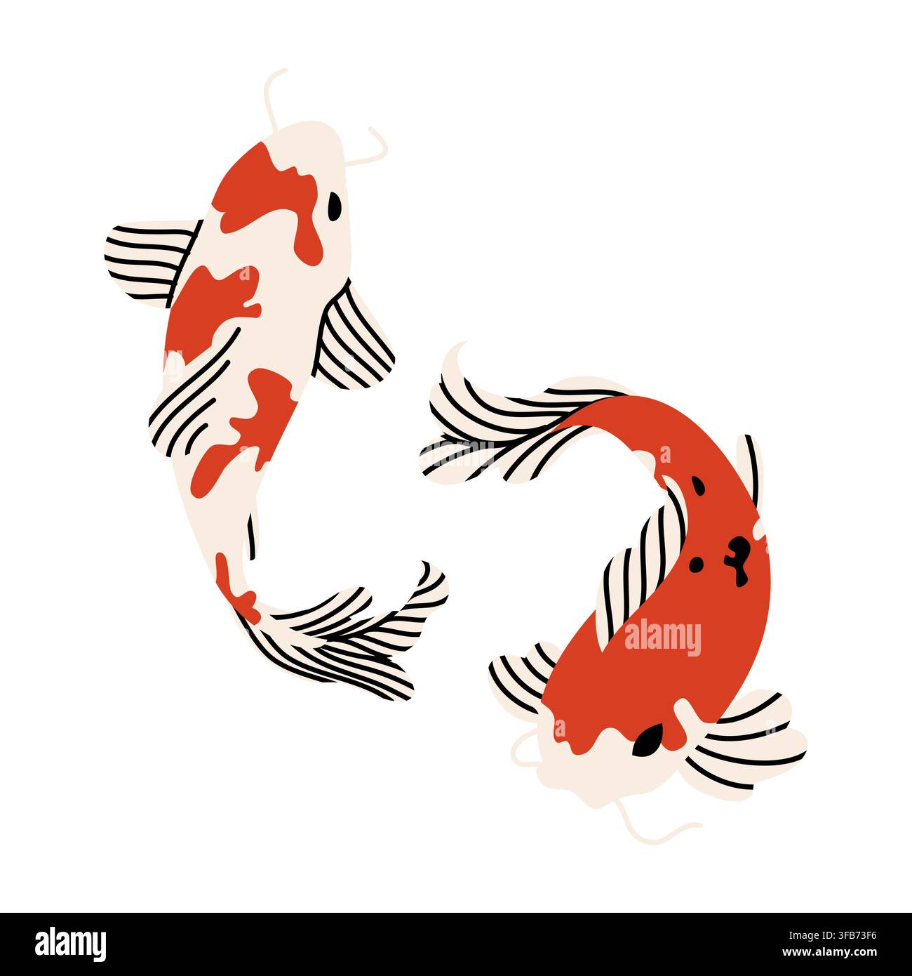 Japanese Koi Carp Fish Pair Vector Illustration Stock Vector