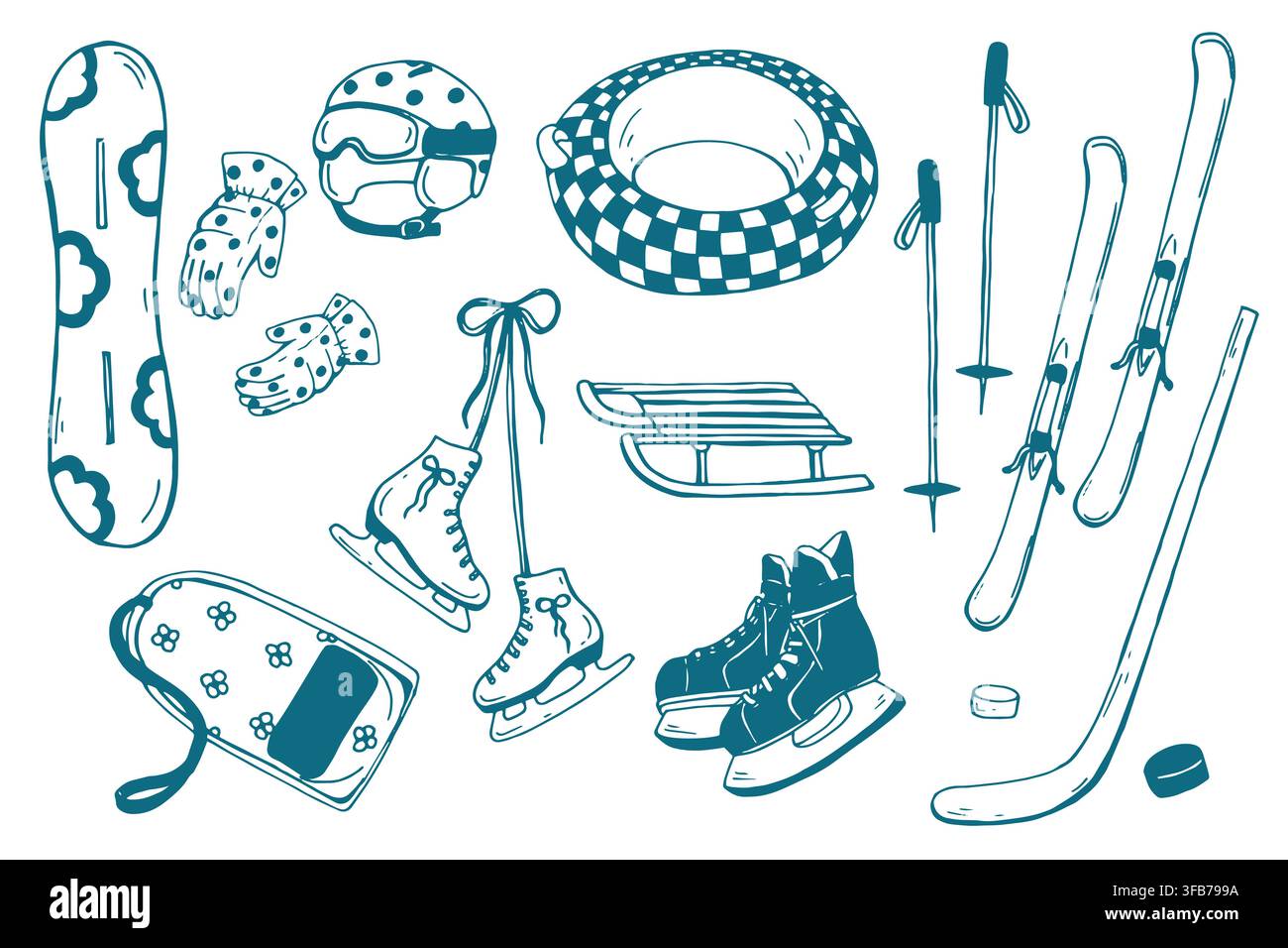 Winter Sports Equipment vector set Stock Vector