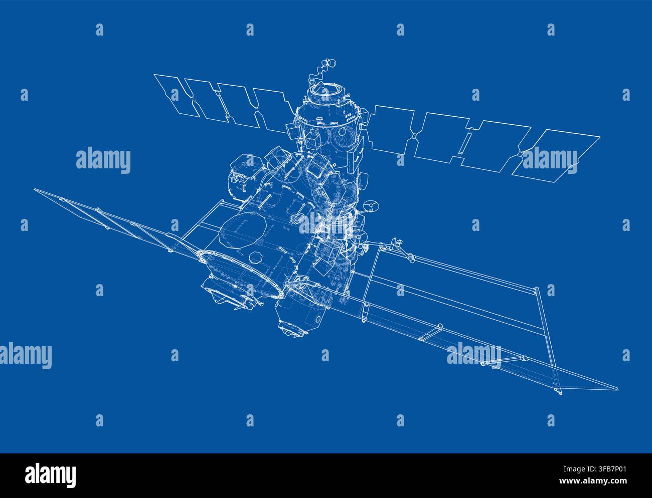 blueprint of a spacecraft in orbit. Vector Stock Vector