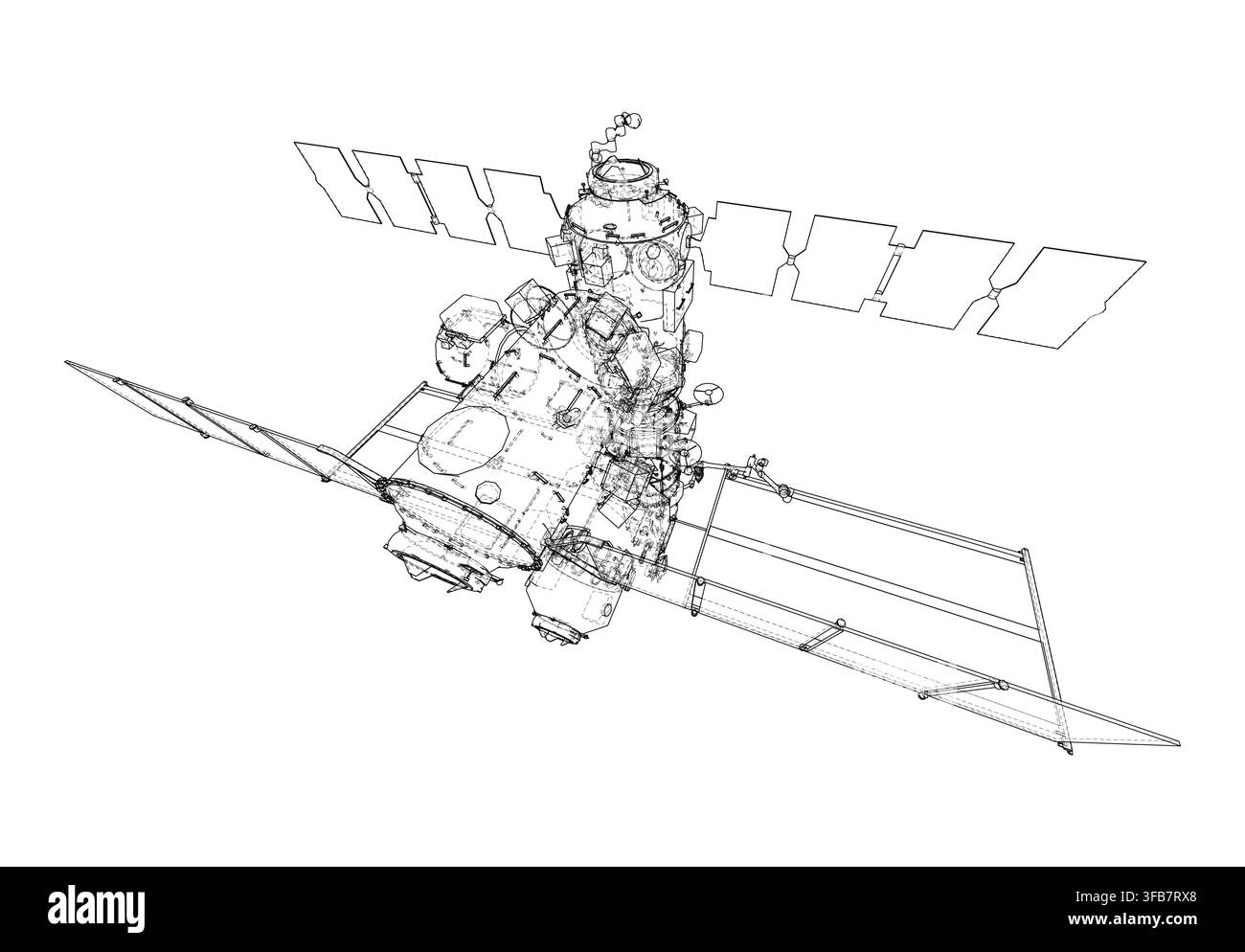 illustration of a spacecraft in orbit. Vector Stock Vector