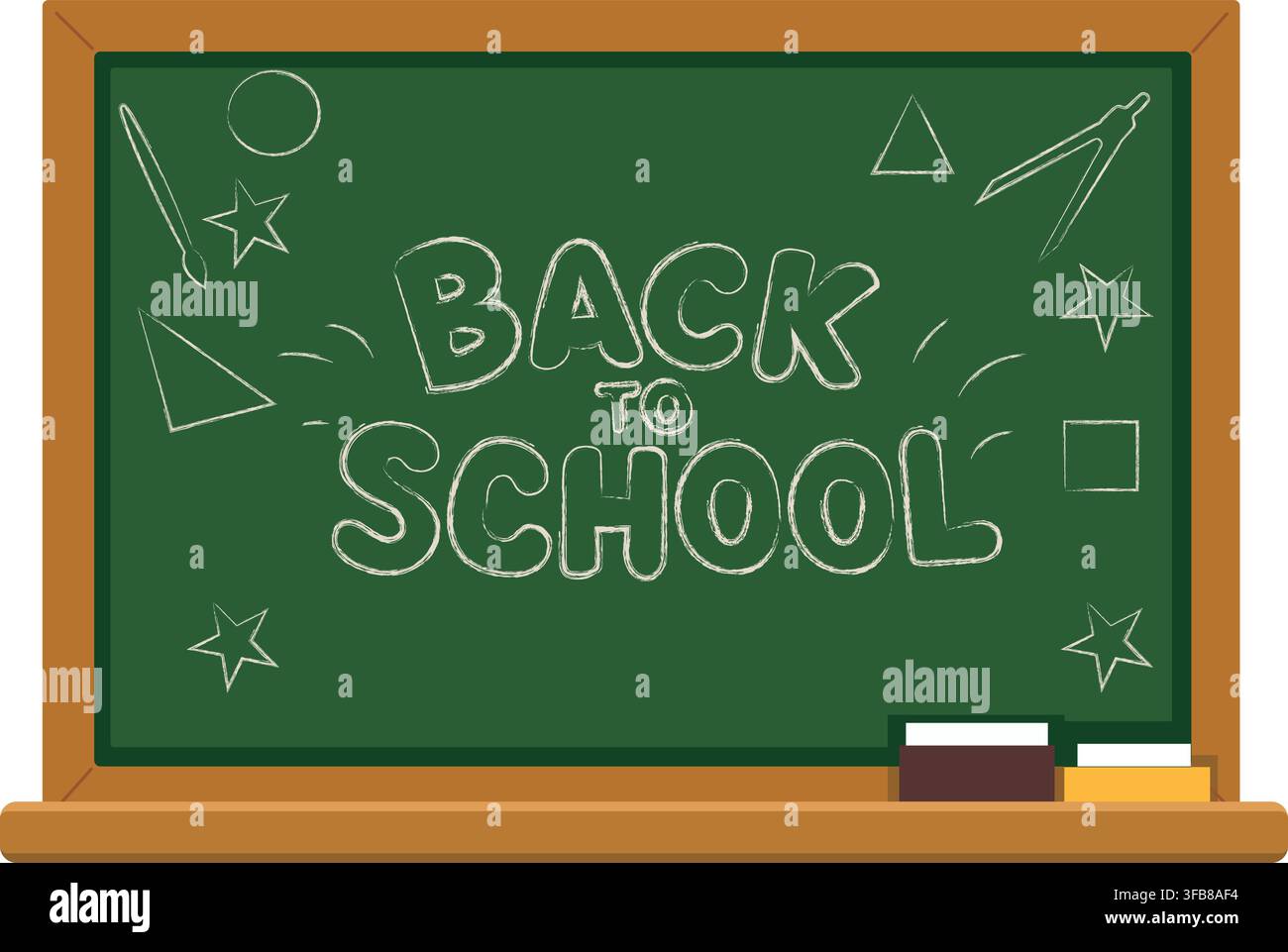 Back to School Chalkboard with School Doodles Stock Vector
