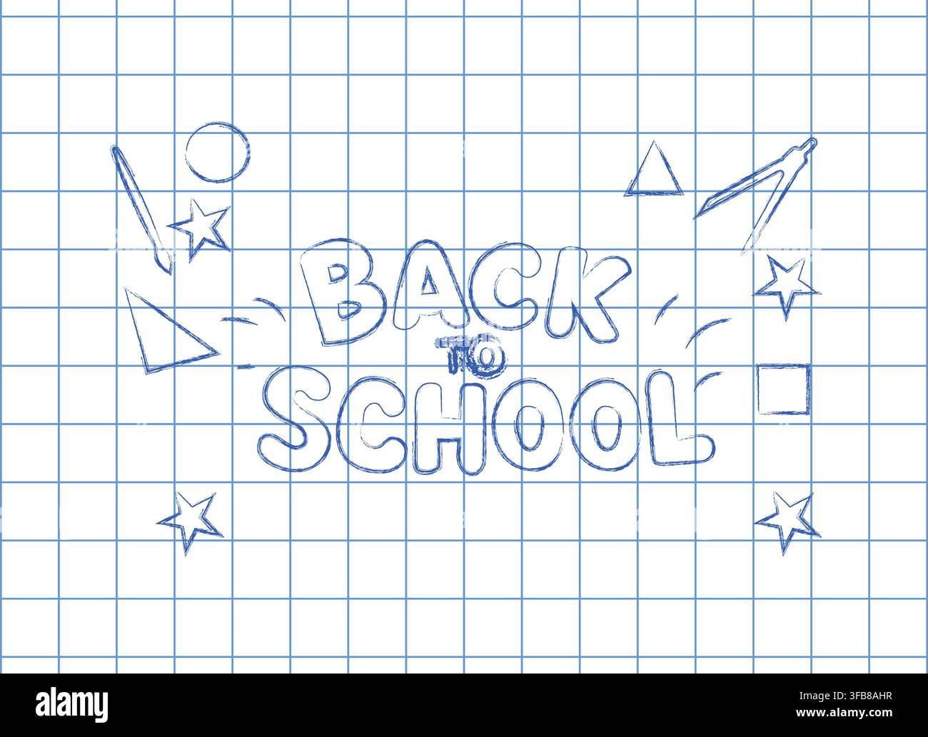 Back to School Notebook Paper Doodle Background. Stock Vector