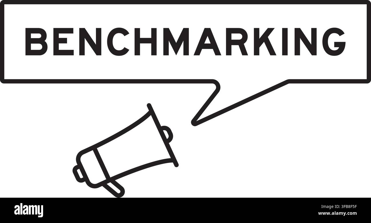 Megaphone icon with speech bubble in word benchmarking on white background Stock Vector