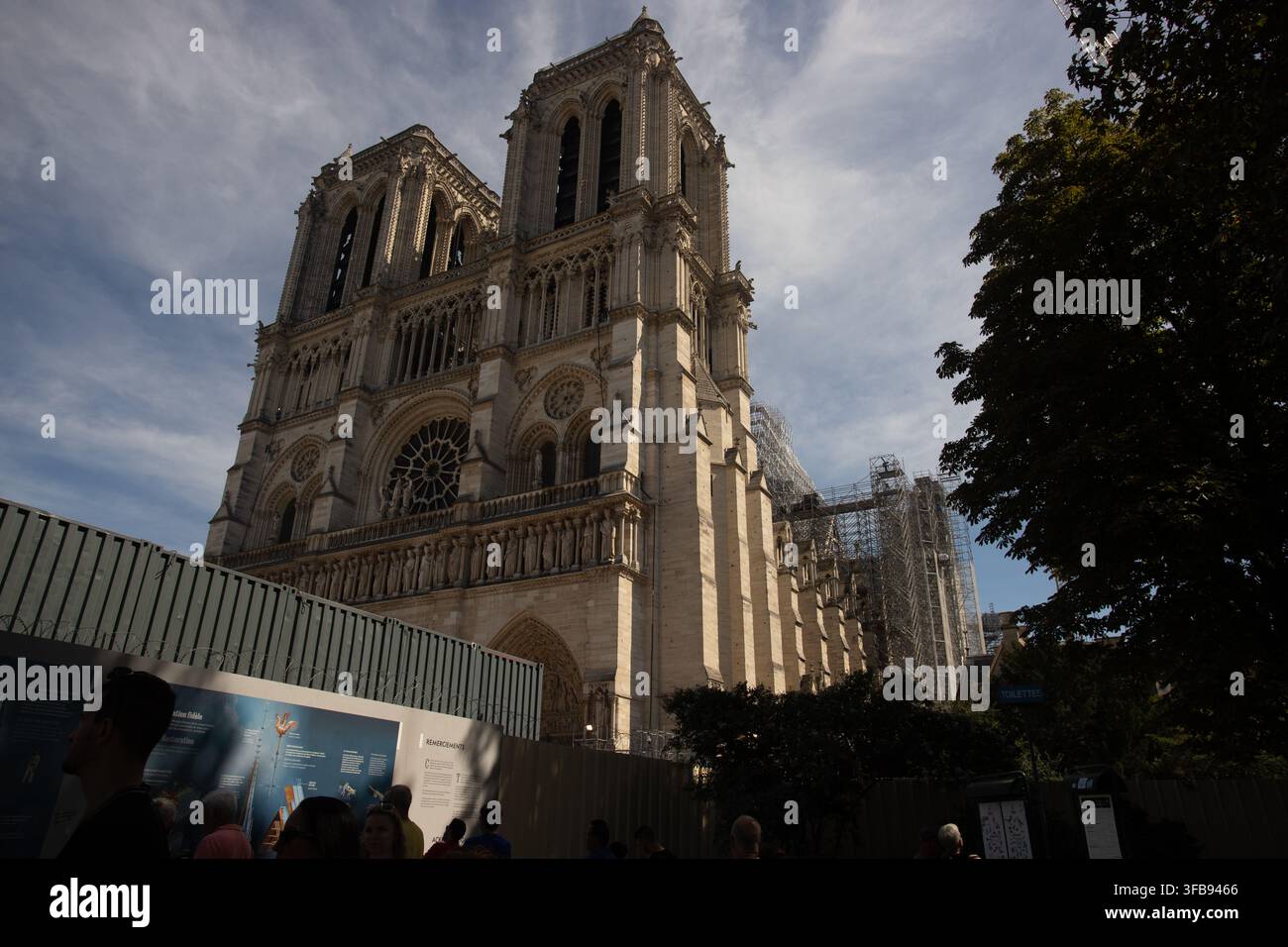 Notre Dame Under Reconstruction after the fire Stock Photo
