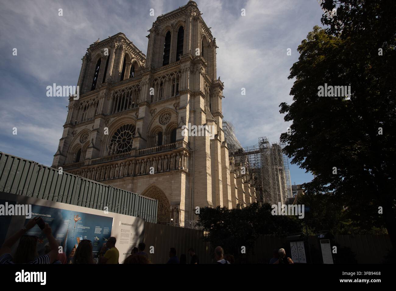 Notre Dame Under Reconstruction after the fire Stock Photo