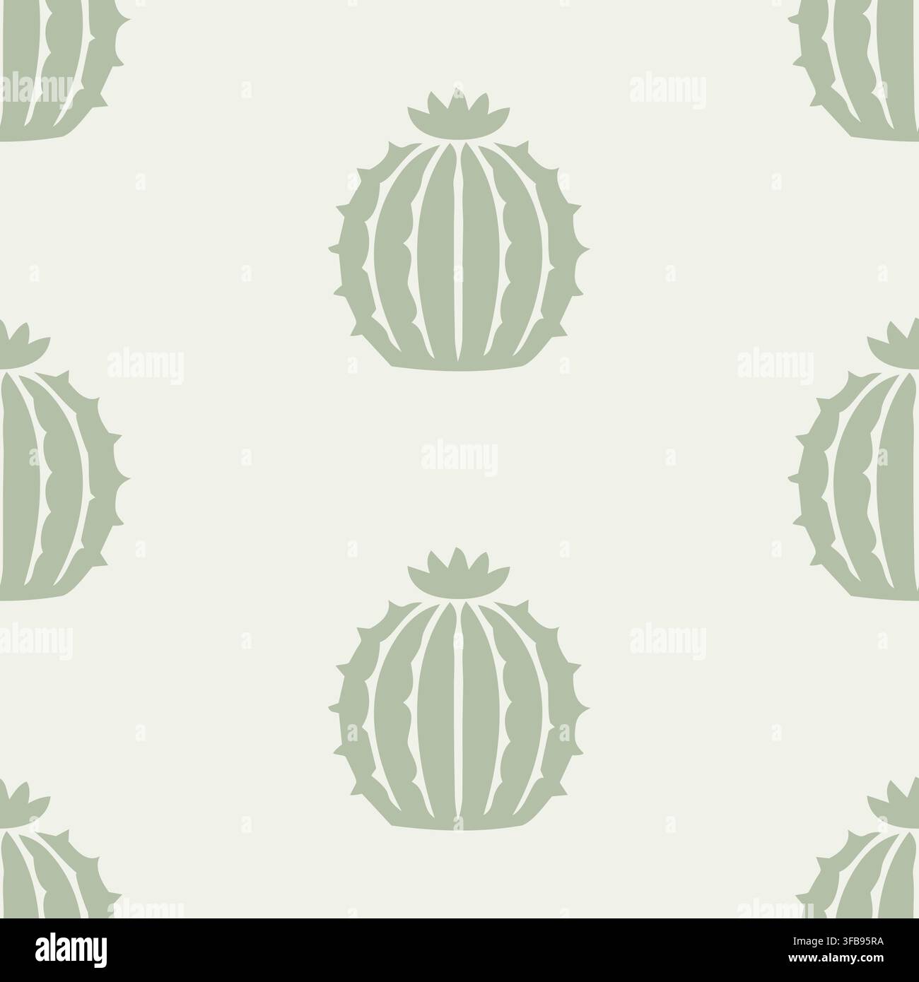 Minimal seamless pattern with large cactus elements and clean spacing. Stock Vector
