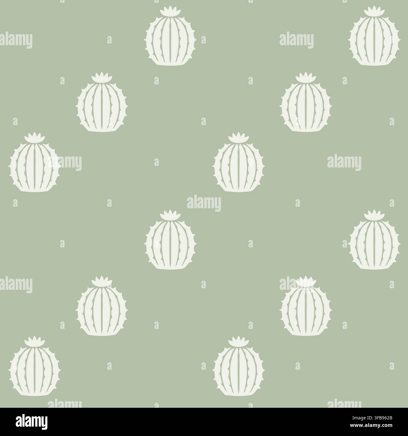 Simple seamless pattern with small cactus shapes evenly spaced. Stock Vector