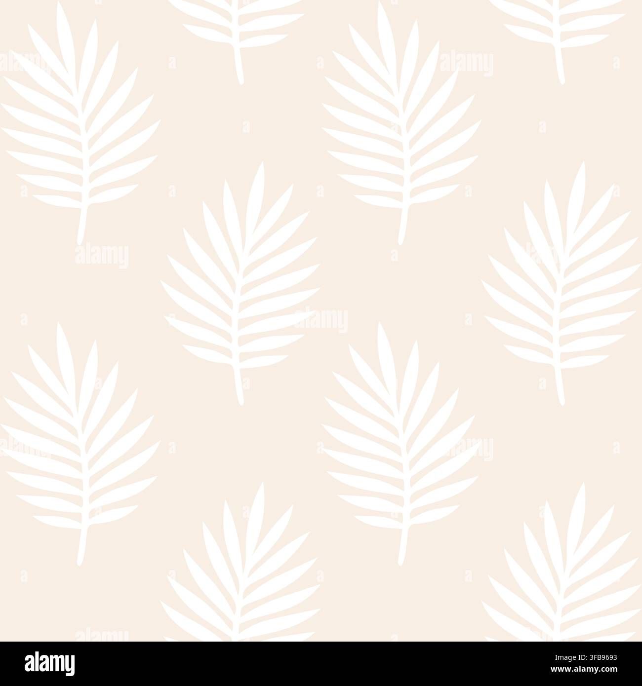 Clean palm leaf pattern with soft tones and minimal composition. Stock Vector