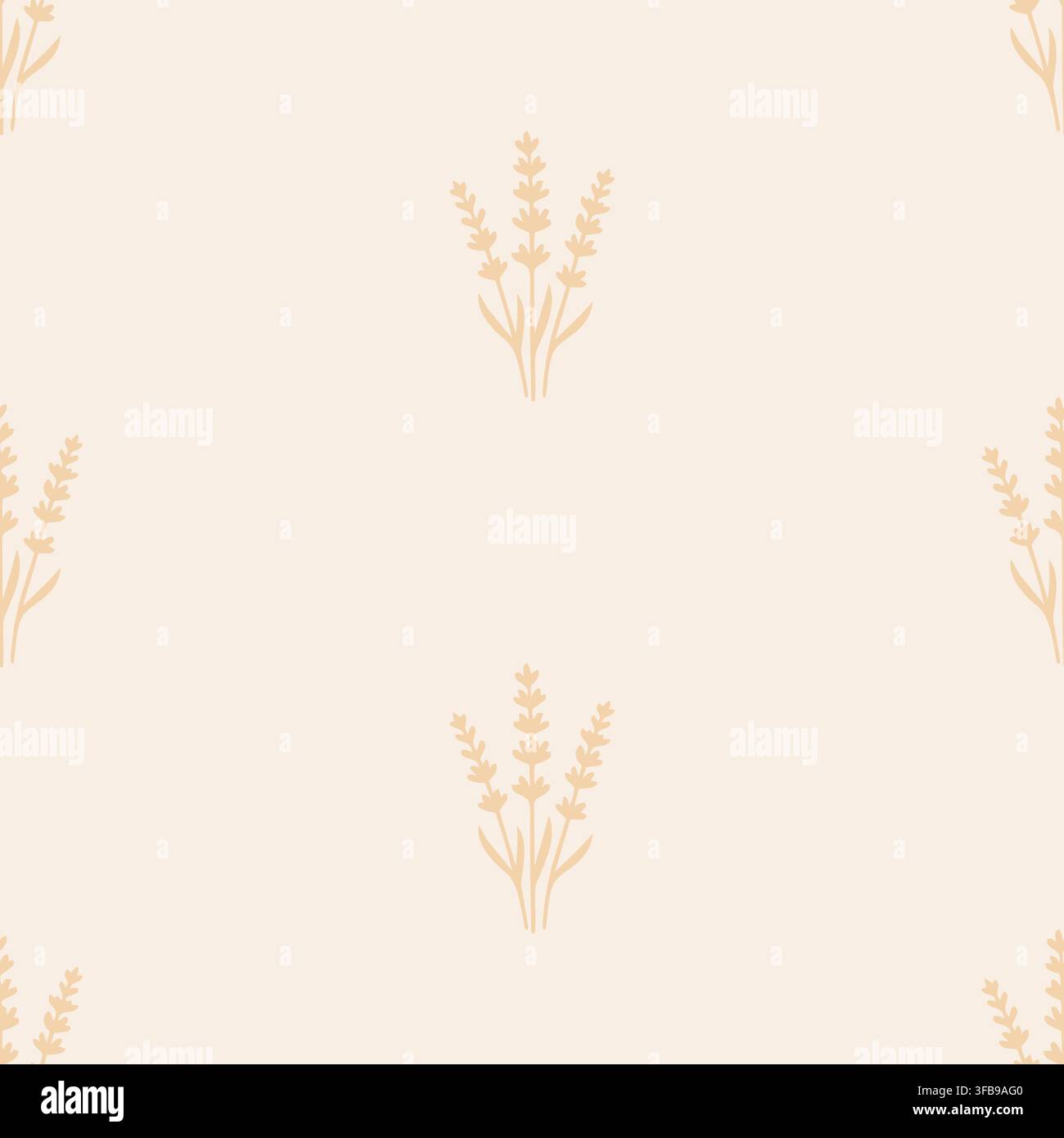 Soft botanical pattern with warm beige tones and minimal lavender elements. Stock Vector