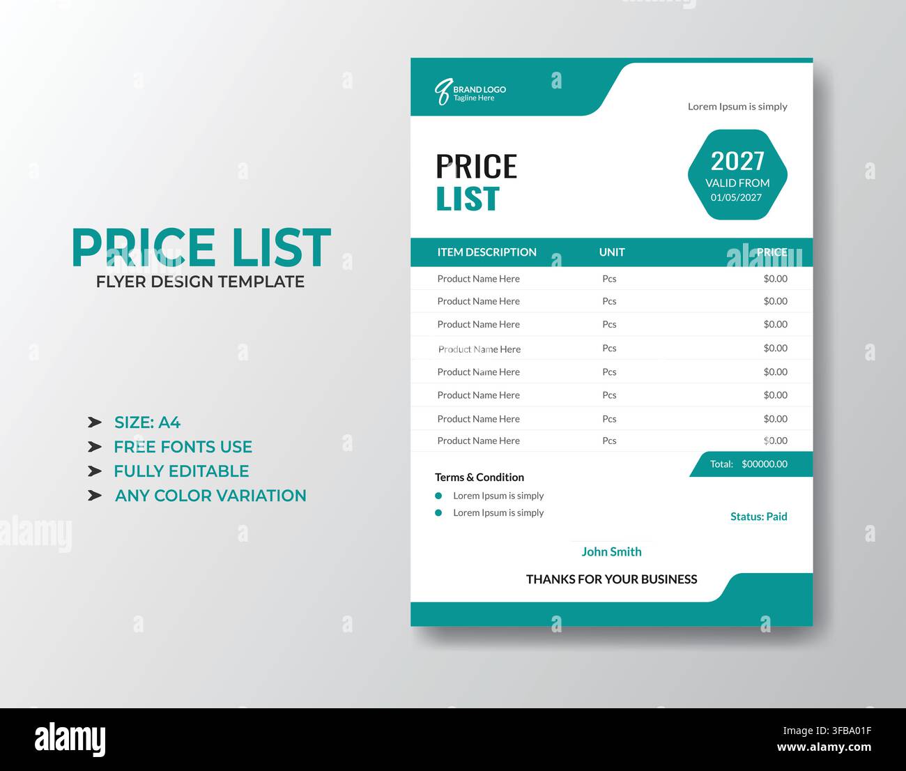 Price list design hi-res stock photography and images - Alamy