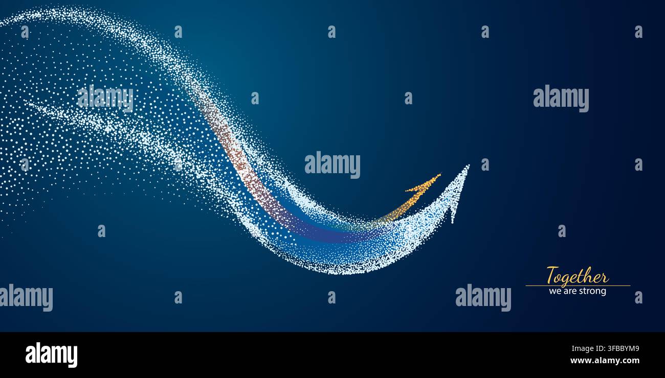 Abstract digital 3D growth arrows up on technology blue background. Stock Vector