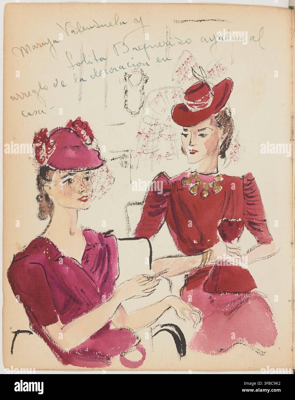 1940s fashion drawing hi-res stock photography and images - Alamy