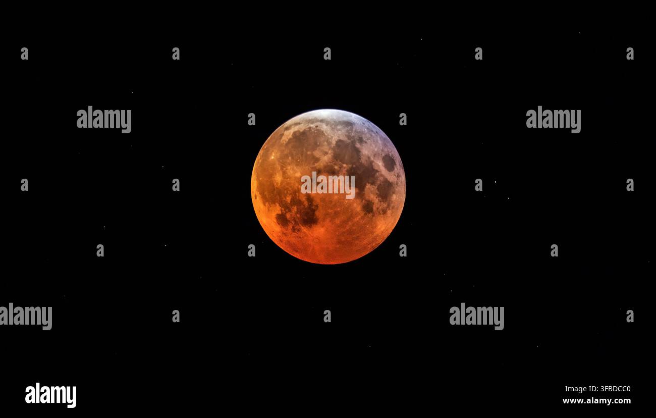 A partial lunar eclipse. Stock Photo