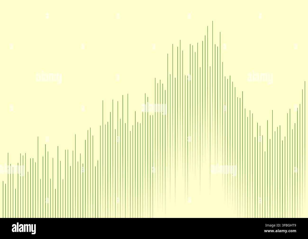 Abstract bright green growing financial linear graph chart background. Vector lines tech design Stock Vector