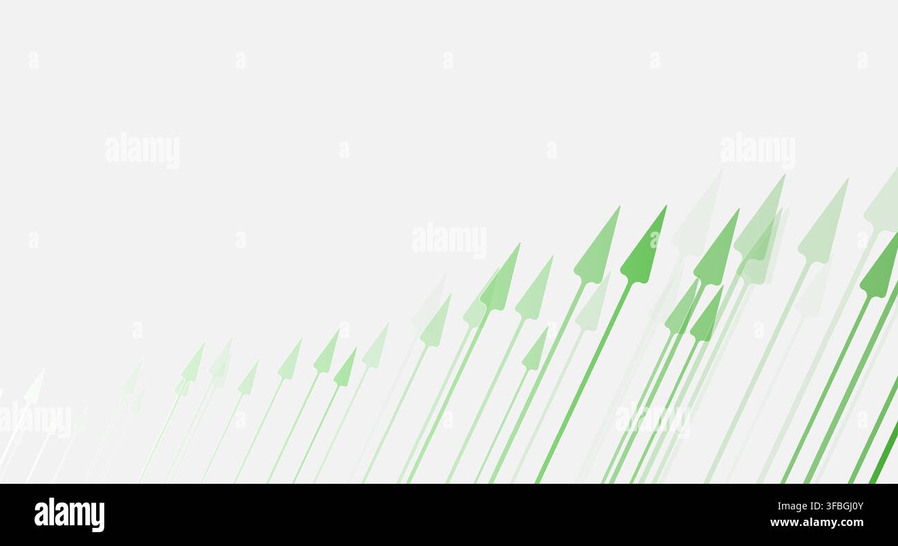 Abstract green growing financial linear graph chart arrows background. Vector lines tech design Stock Vector