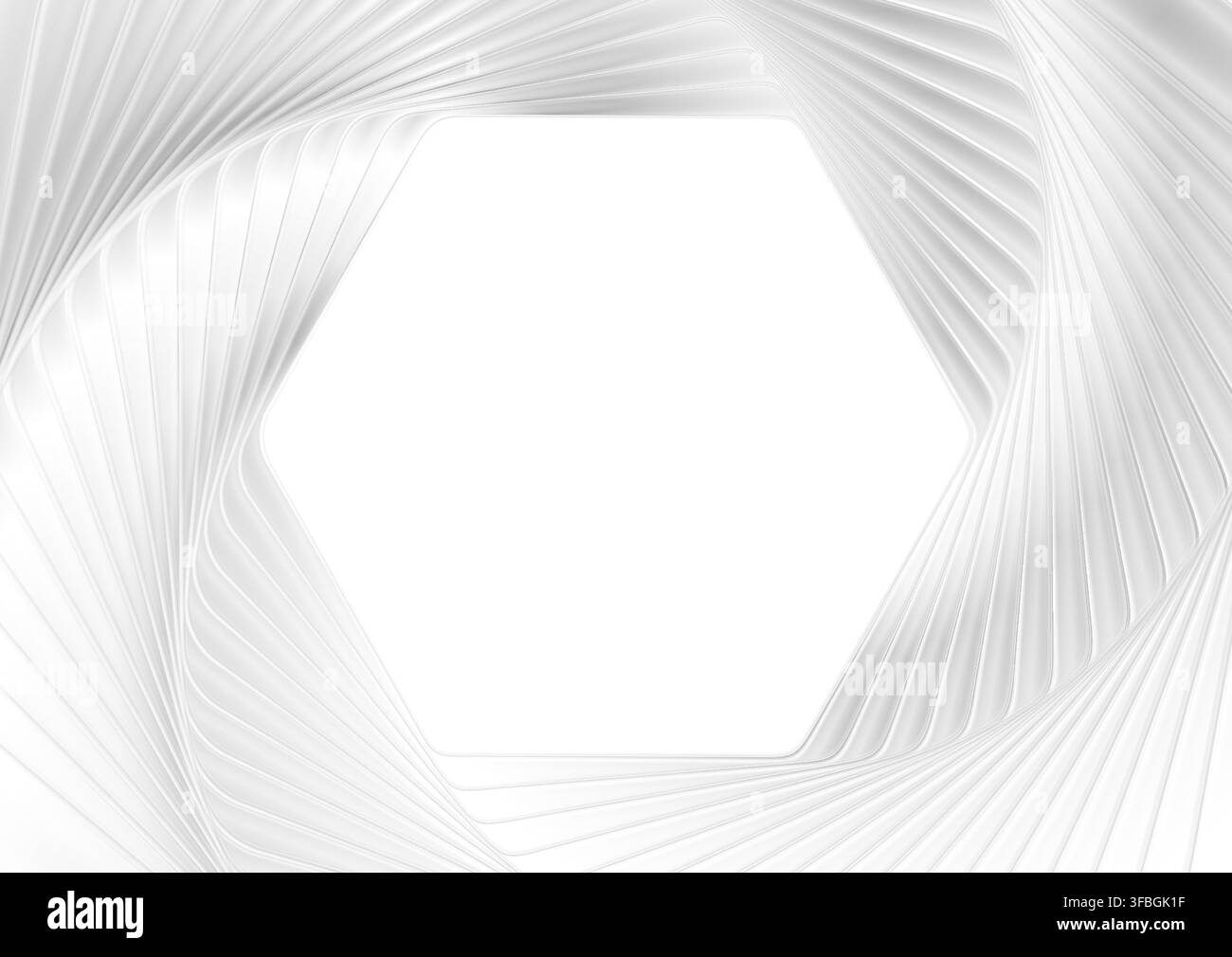 White glossy hexagons abstract futuristic tech pattern background. Vector spiral art design Stock Vector