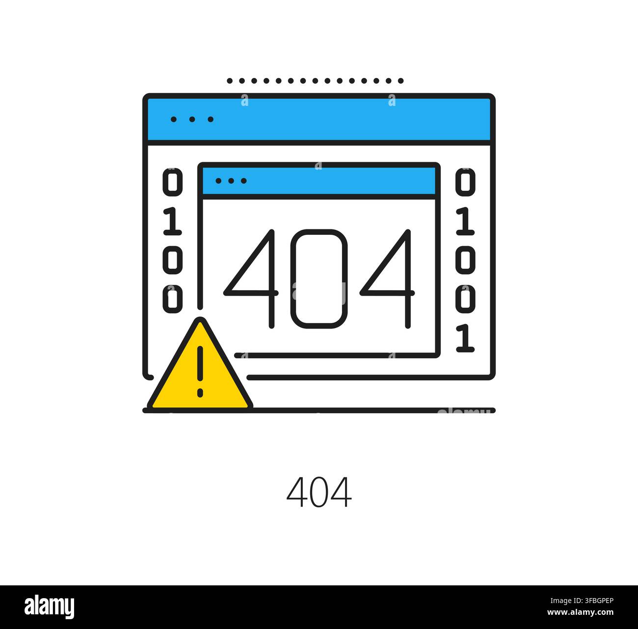 Software 404 error program code line icon or symbol. Computer system development lineart sign, software programing symbol. Program code engineering icon Stock Vector
