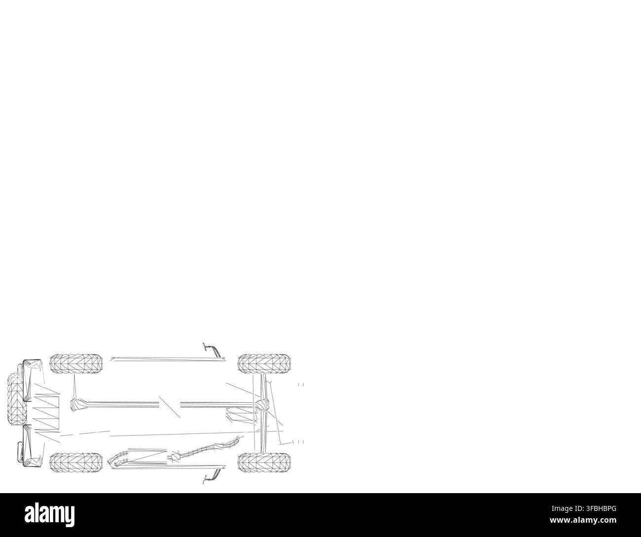 Detailed blueprint of a military truck with a mounted machine gun on a white background. Stock Vector