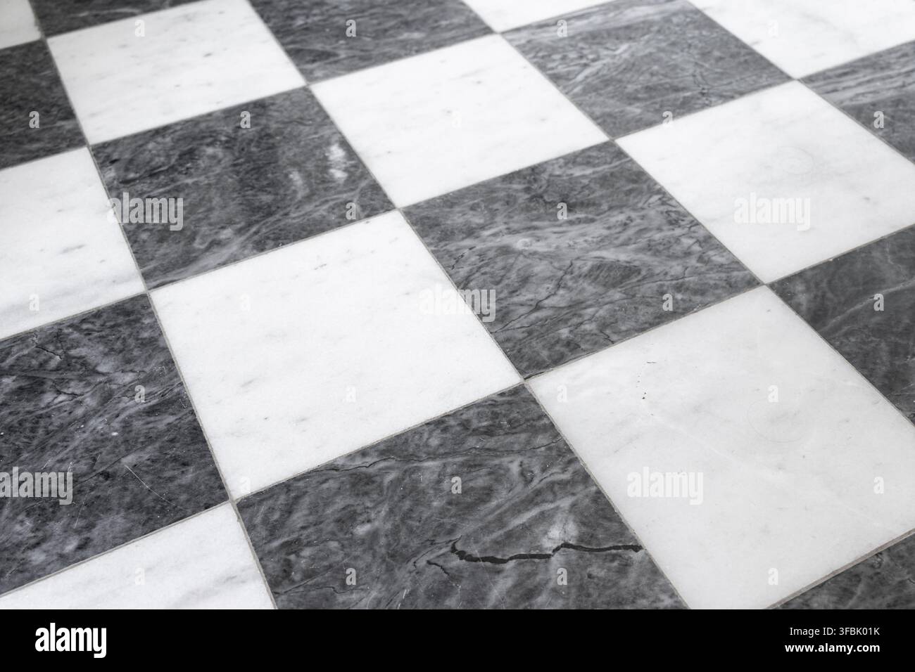 checkered marble floor tile pattern background. Perspective view Stock Photo