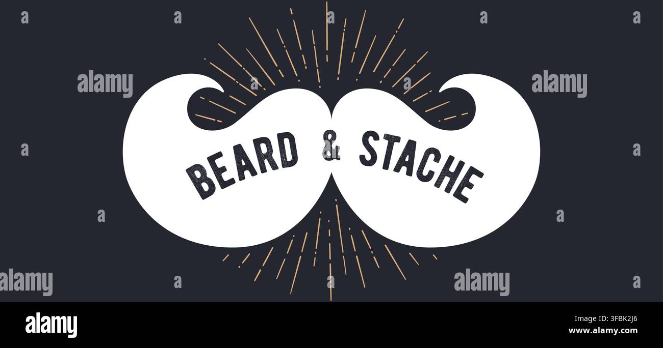 Mustache and vintage sun rays sunburst Stock Vector
