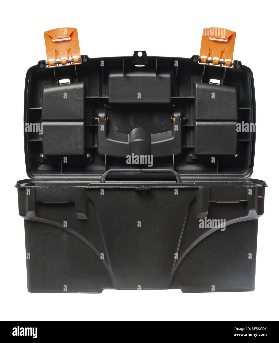 Opened plastic tool box on isolated background Stock Photo