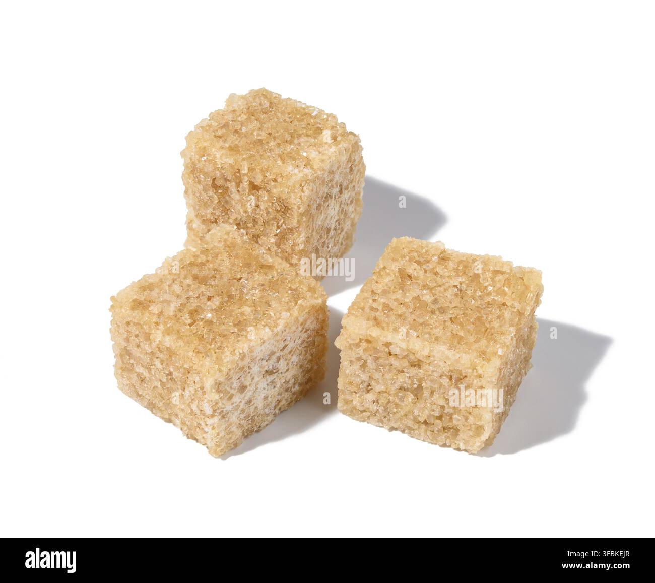 Cane sugar cubes on white background, top view Stock Photo