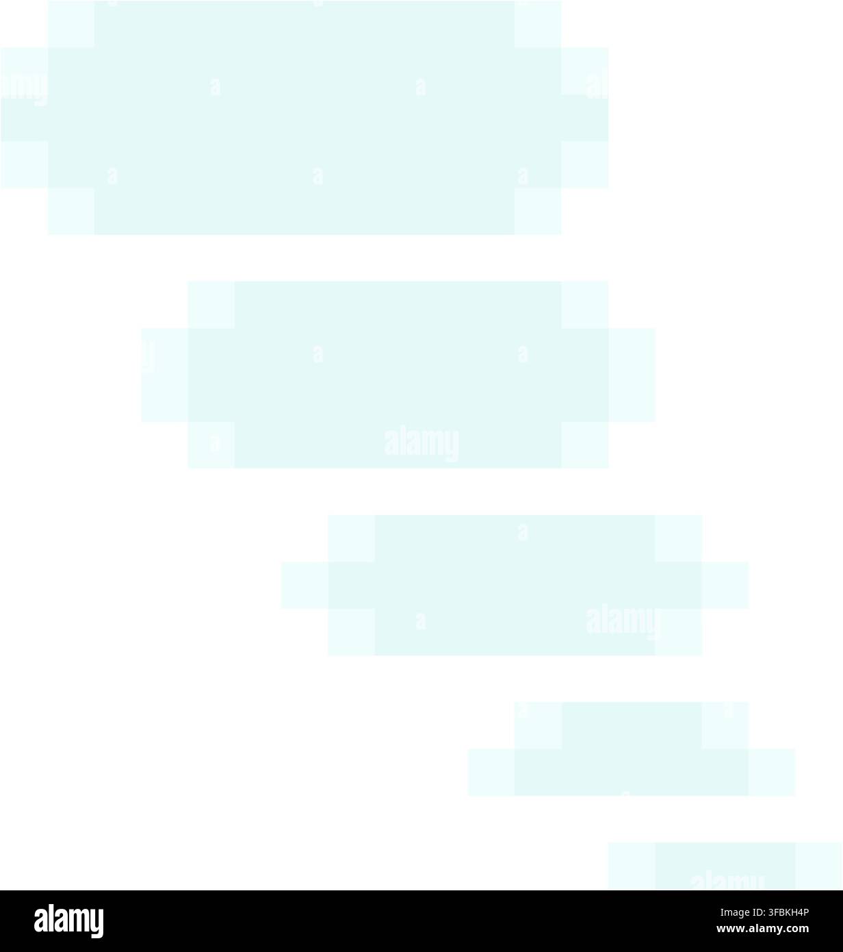 Multi line chat messages sequence dialog trail pixel art style light blue design. Multiple small pixelated speech bubbles layered message thread chat Stock Vector