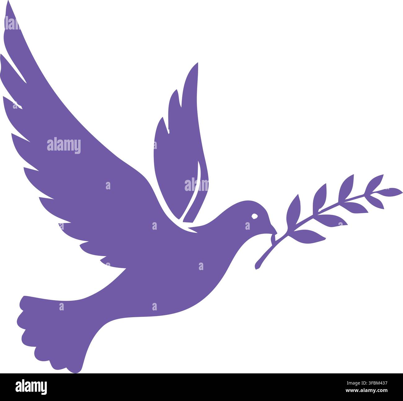 Dove with Olive Branch Isolated Stock Vector