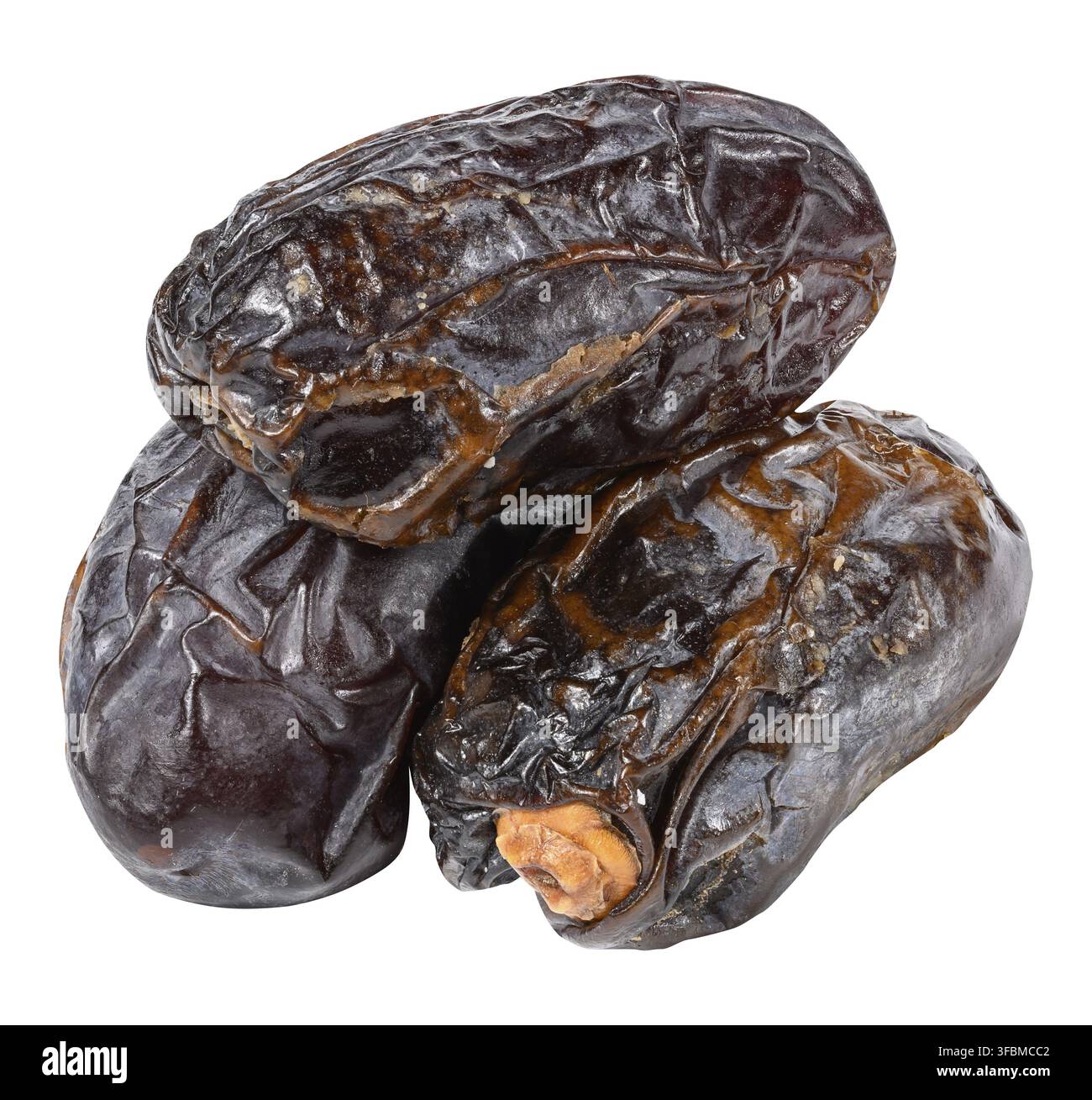 Ripe dates on white isolated background Stock Photo