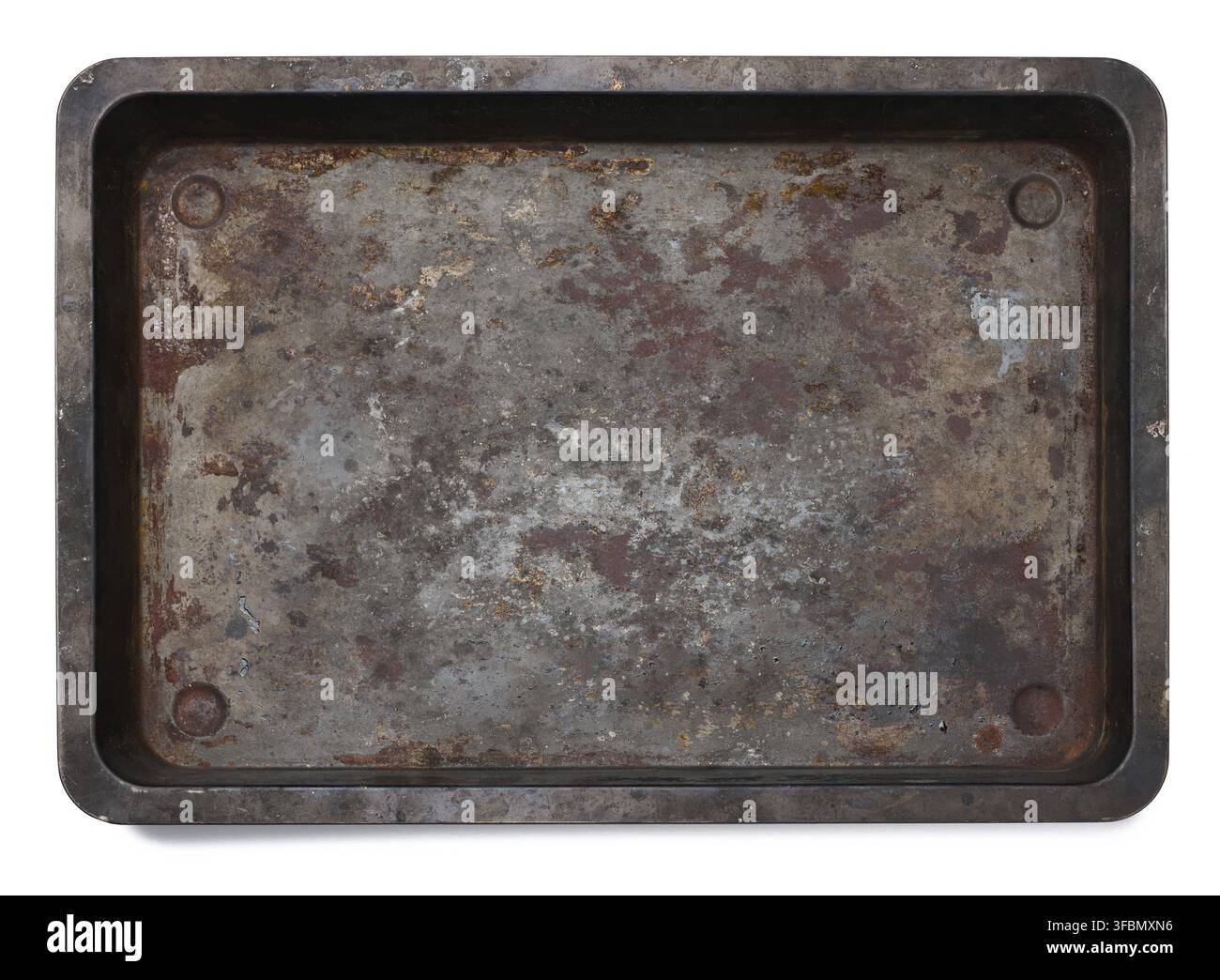 Empty black rectangular oven tray isolated on white background, top view Stock Photo
