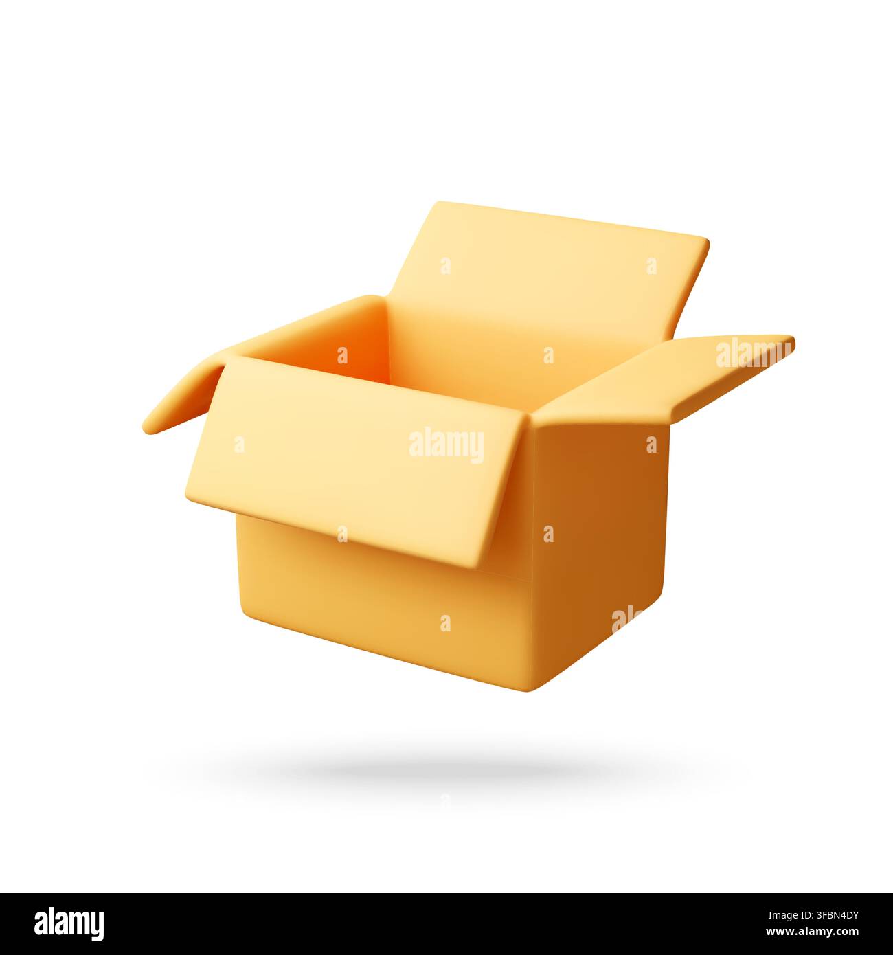 3D Open cardboard box icon Stock Vector