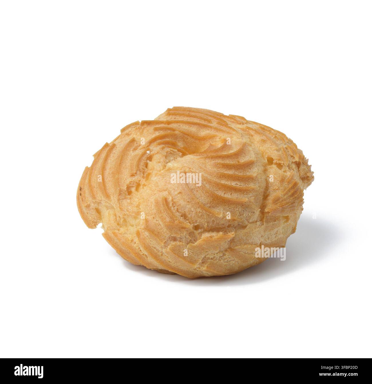 Baked round eclair on white background Stock Photo