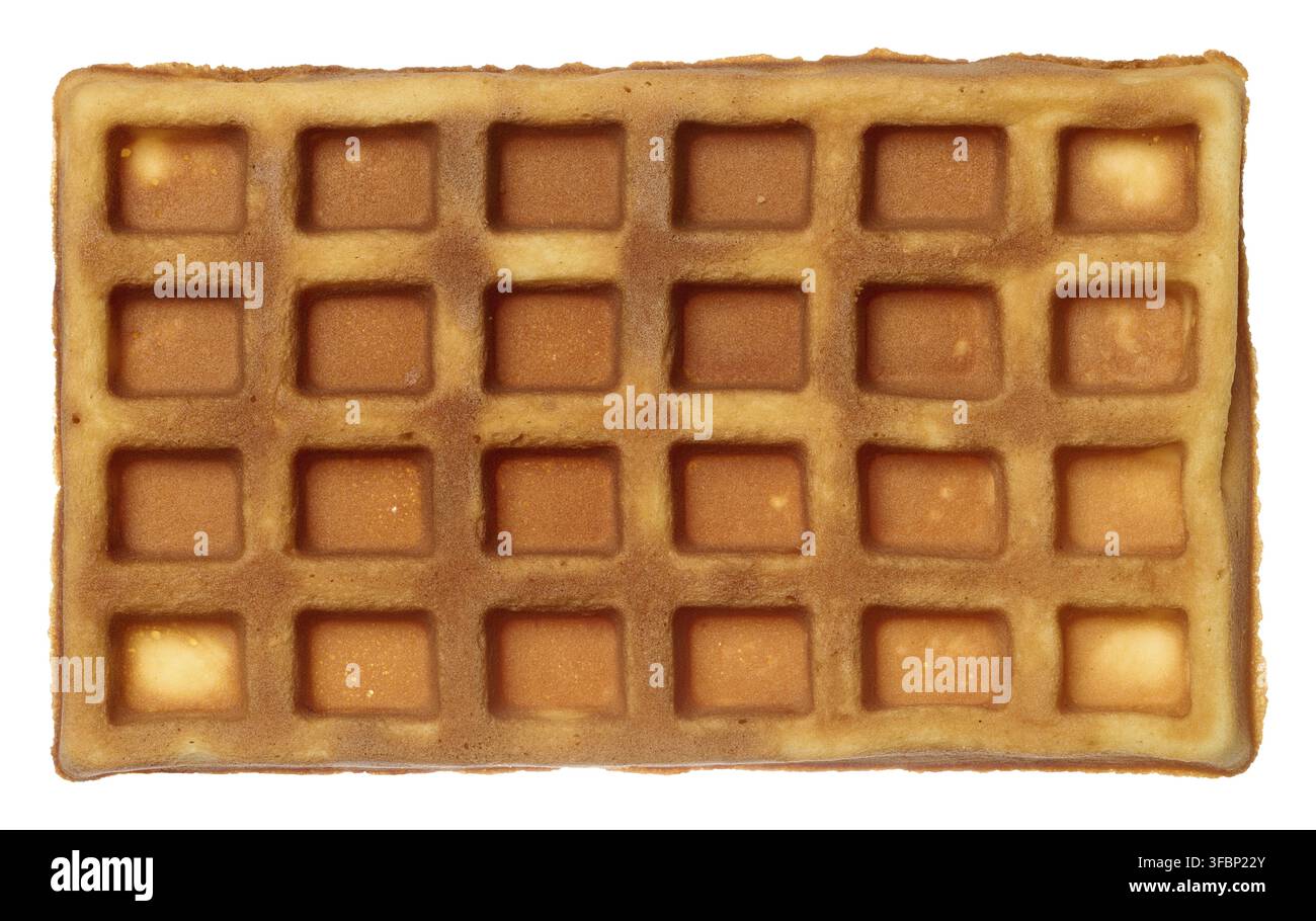 Rectangular baked Belgian waffle on isolated background Stock Photo