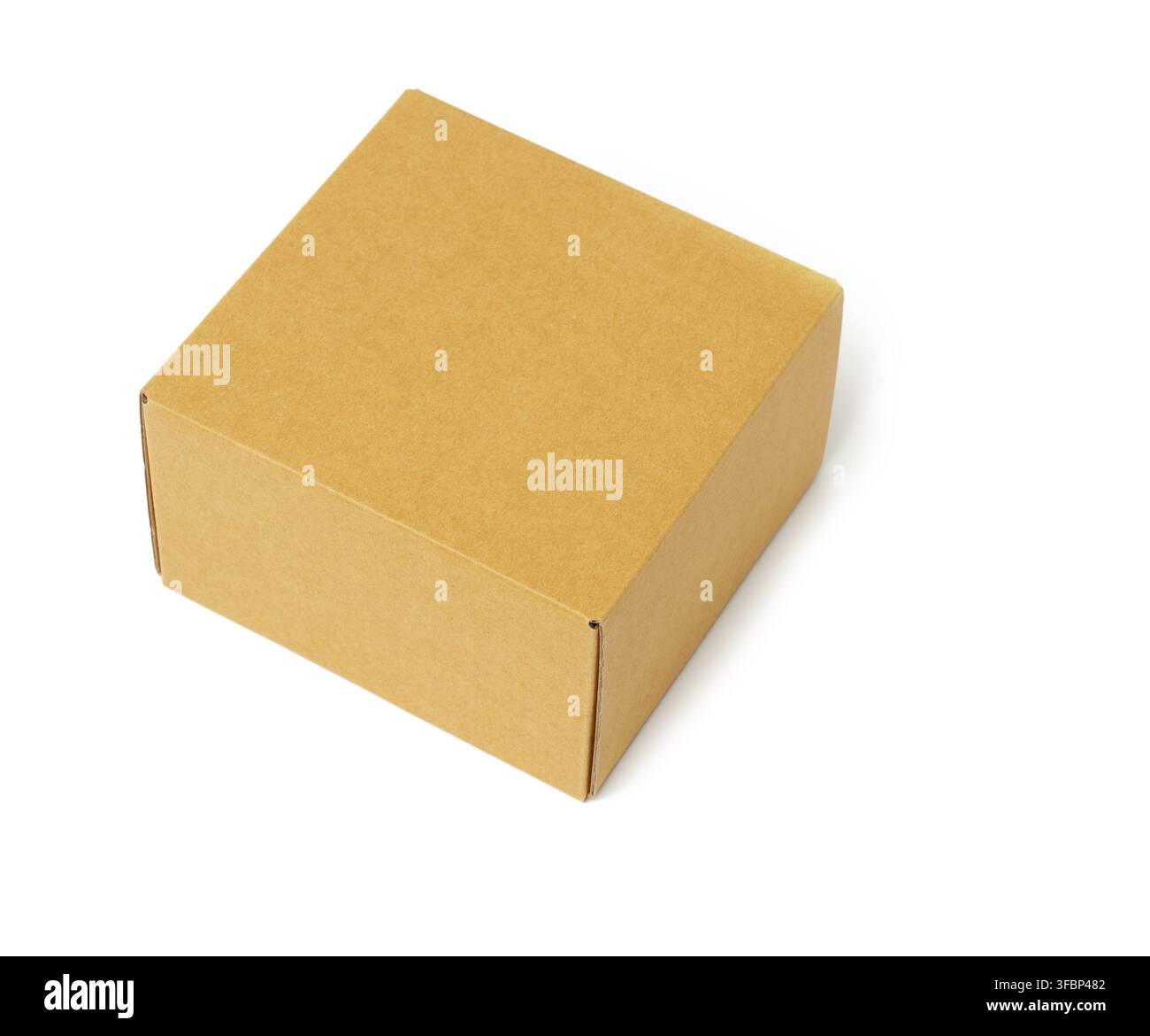 Square brown cardboard box isolated on white background, top view Stock Photo