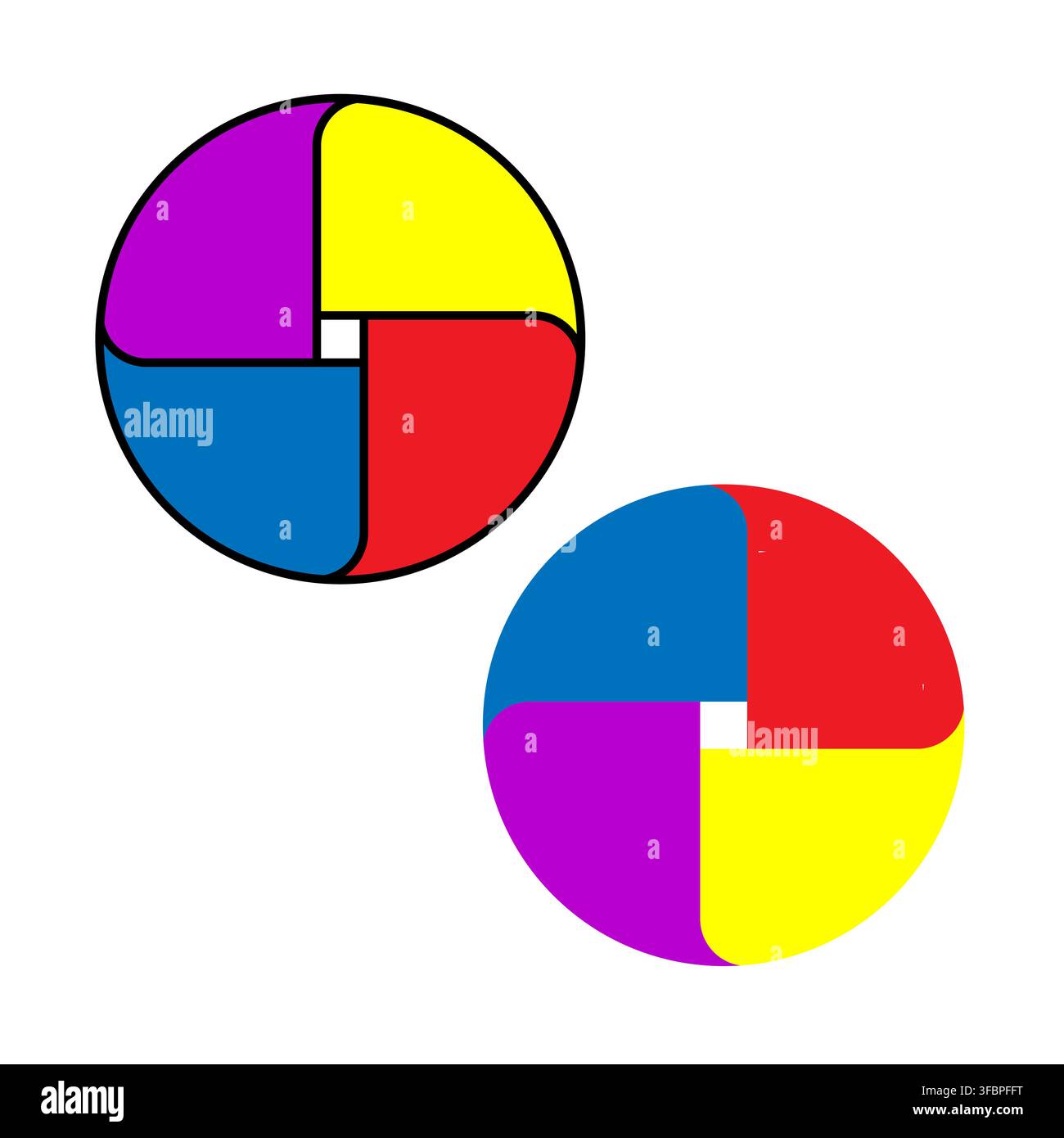 Color wheel segmented circle quadrant set with bright vector palette eps 10 Stock Vector