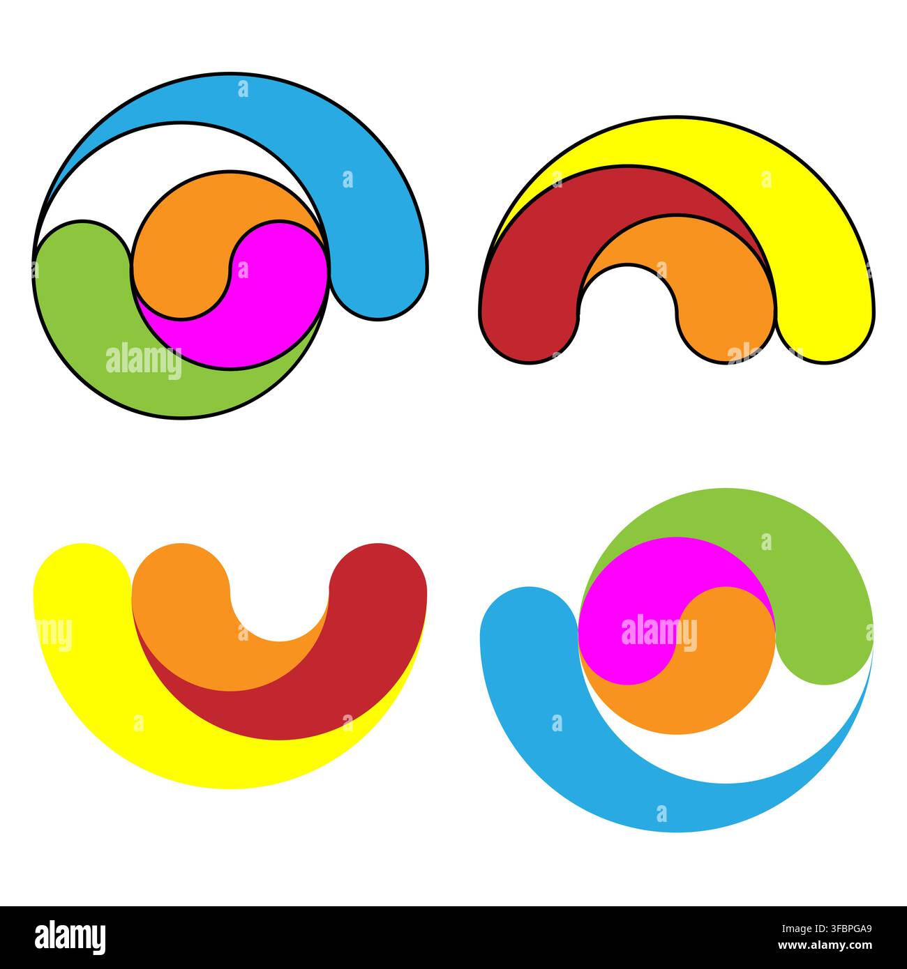 Colorful curve bean geometry collection with bright vector shape. eps 10. Stock Vector