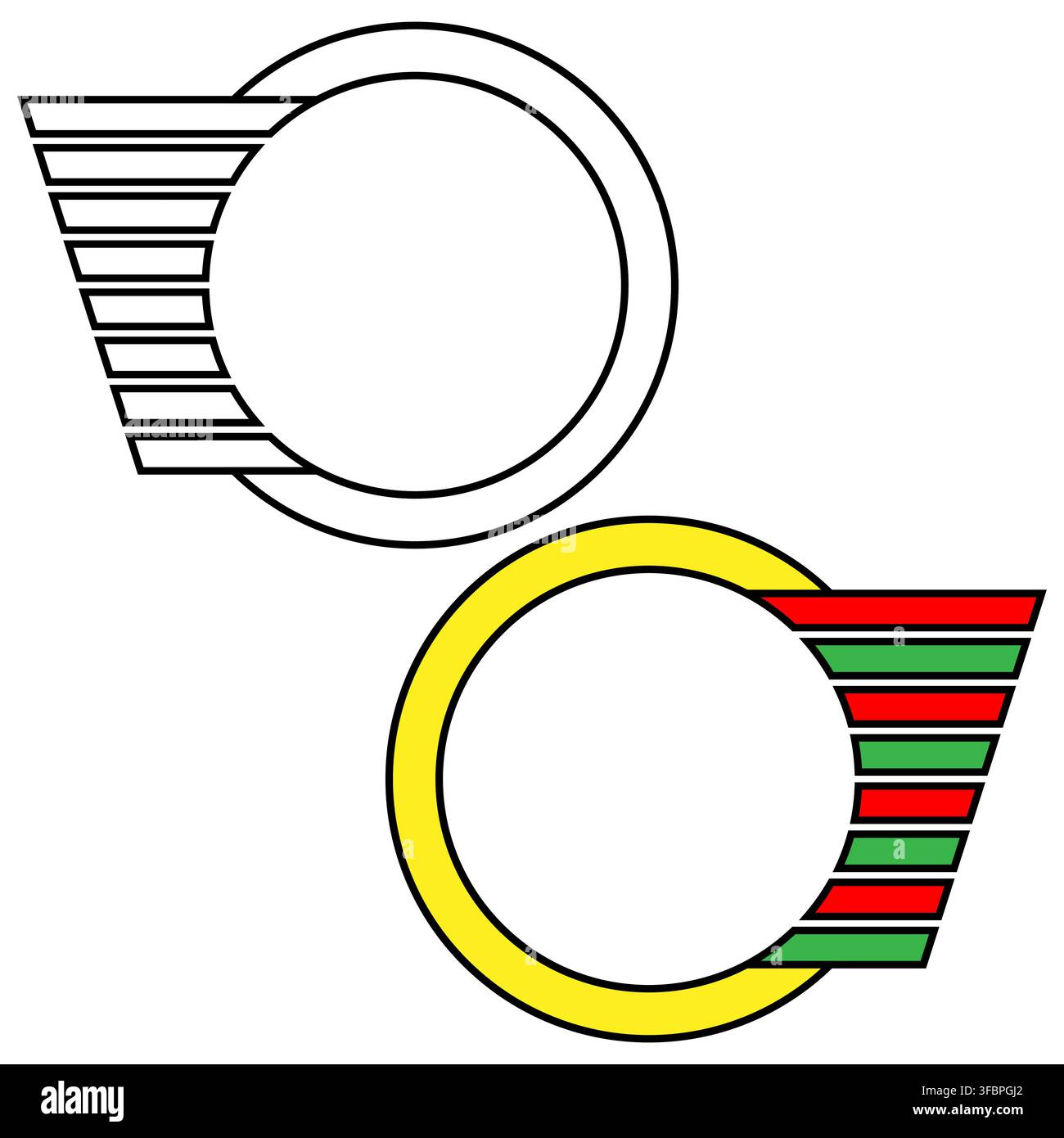 Winged circle logo frame border with colorful vector graphic. eps 10. Stock Vector