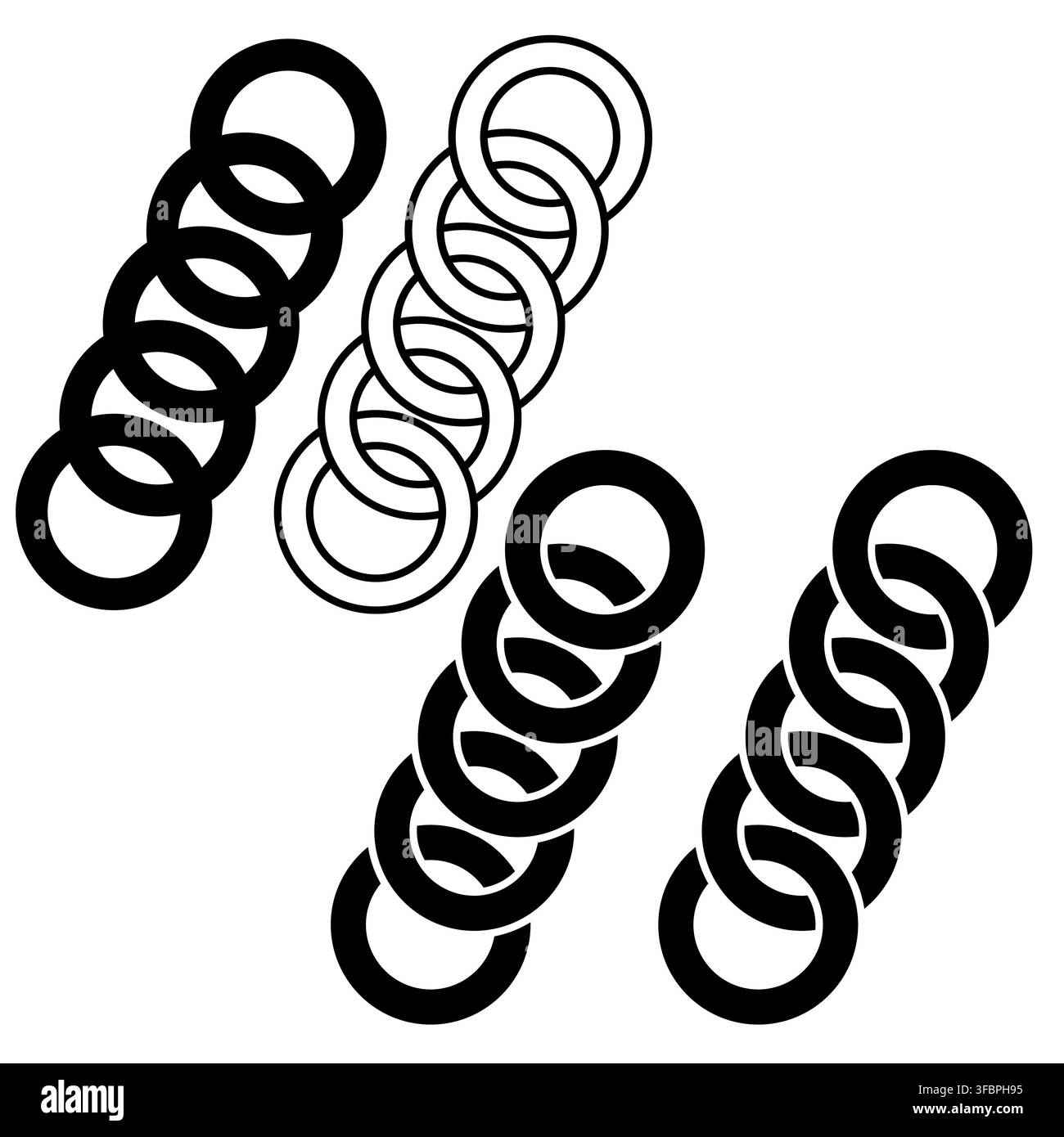Link circle chain string with minimal black vector graphic. eps 10. Stock Vector