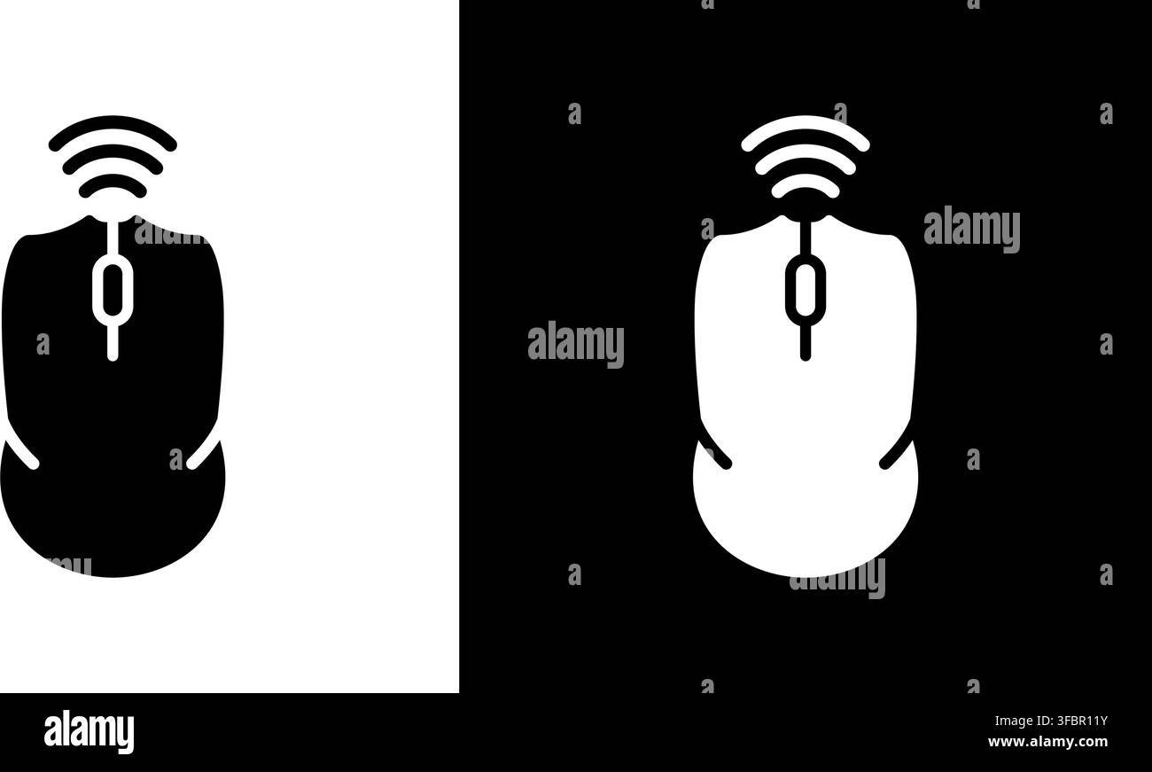 Wireless Computer Mouse Solid Icon. Connectivity, Technology, And Peripheral Device Silhouette Symbol. Digital Interaction Tool. Isolated Vector Stock Vector