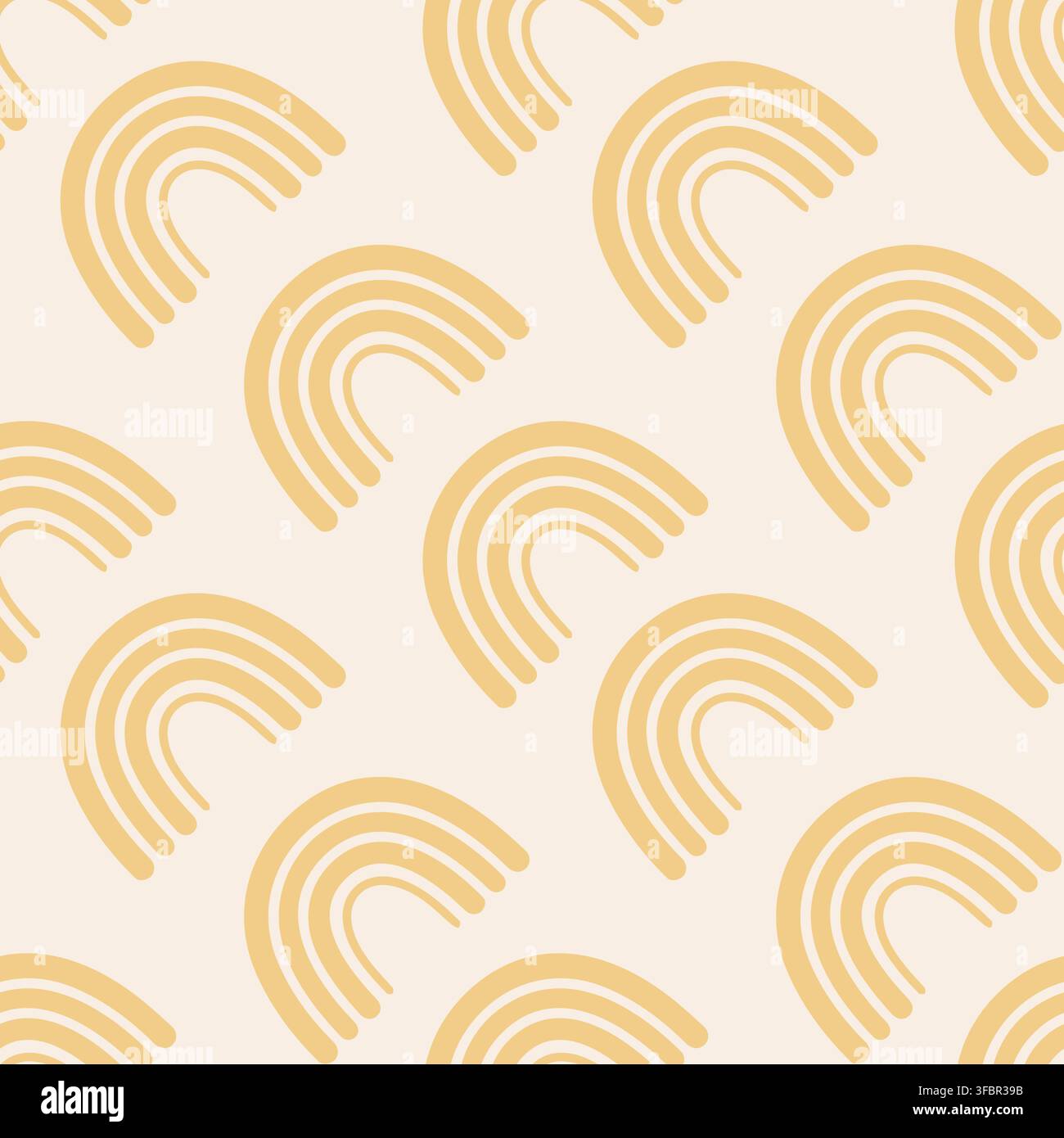 Modern boho pattern with stylized rainbow shapes in warm tones. Stock Vector