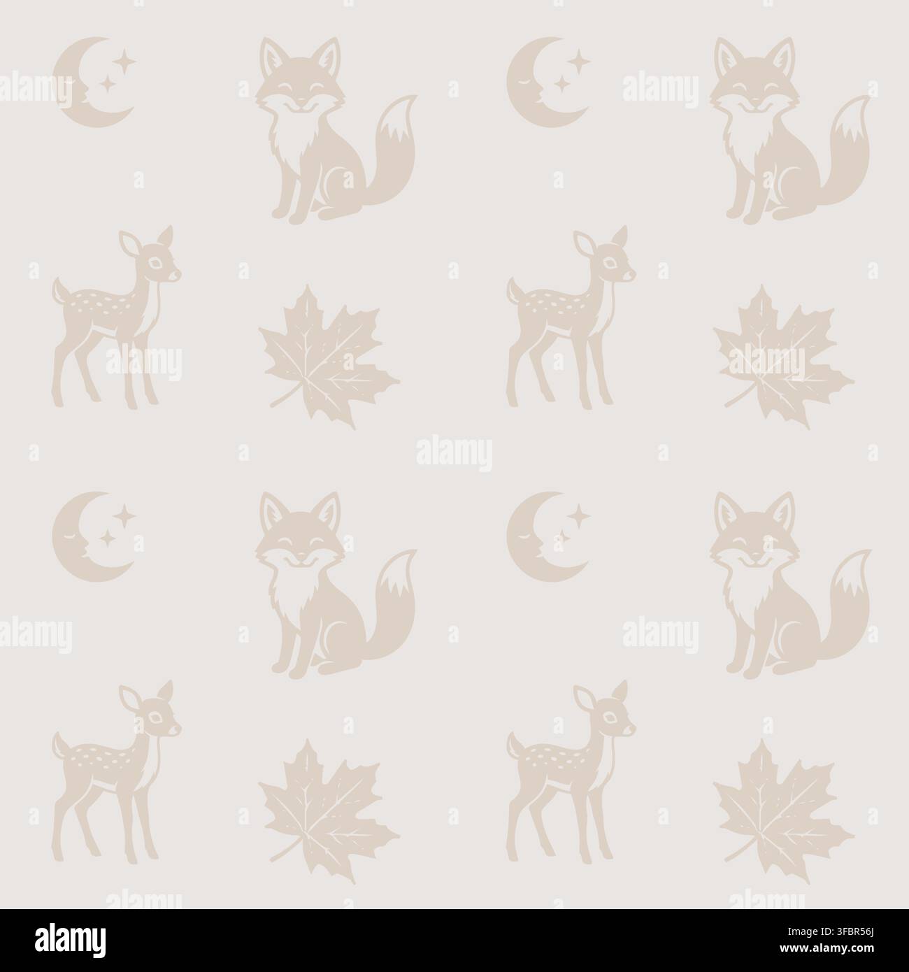 Seamless pattern combining multiple woodland animals and natural elements. Stock Vector